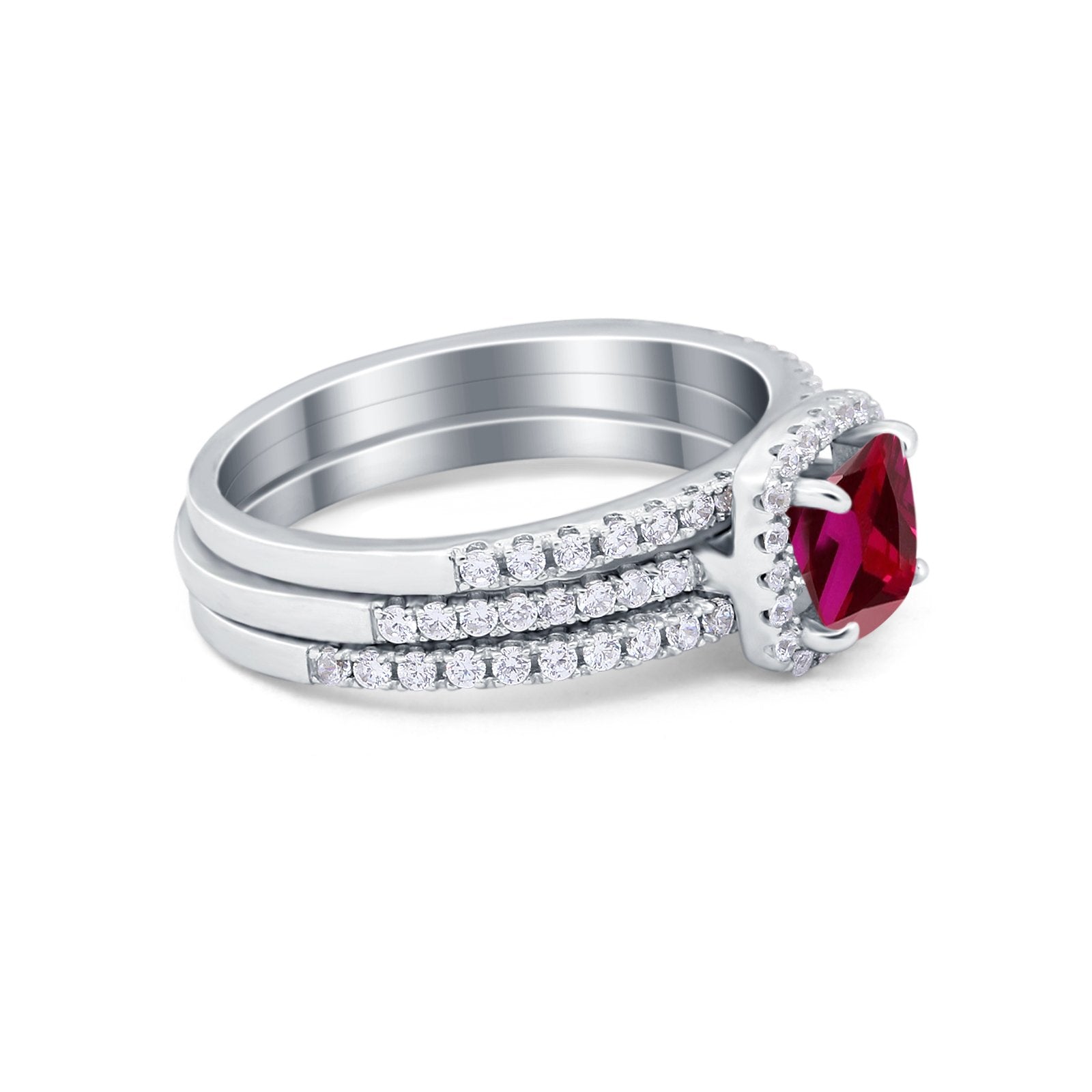 3-Piece Wedding Ring Set Round Cubic Zirconia 925 Sterling Silver Bridal Band for Women - Perfect for Engagement, Anniversary & Special Occasions