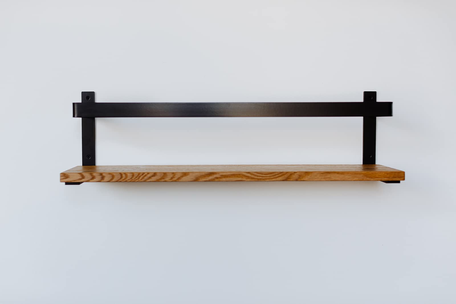 Handmade Floating Wood Shelf - Solid Oak & Metal Wall Mounted Shelf | ETHIMO Bold | Perfect for Living Room, Bedroom & Office Decor