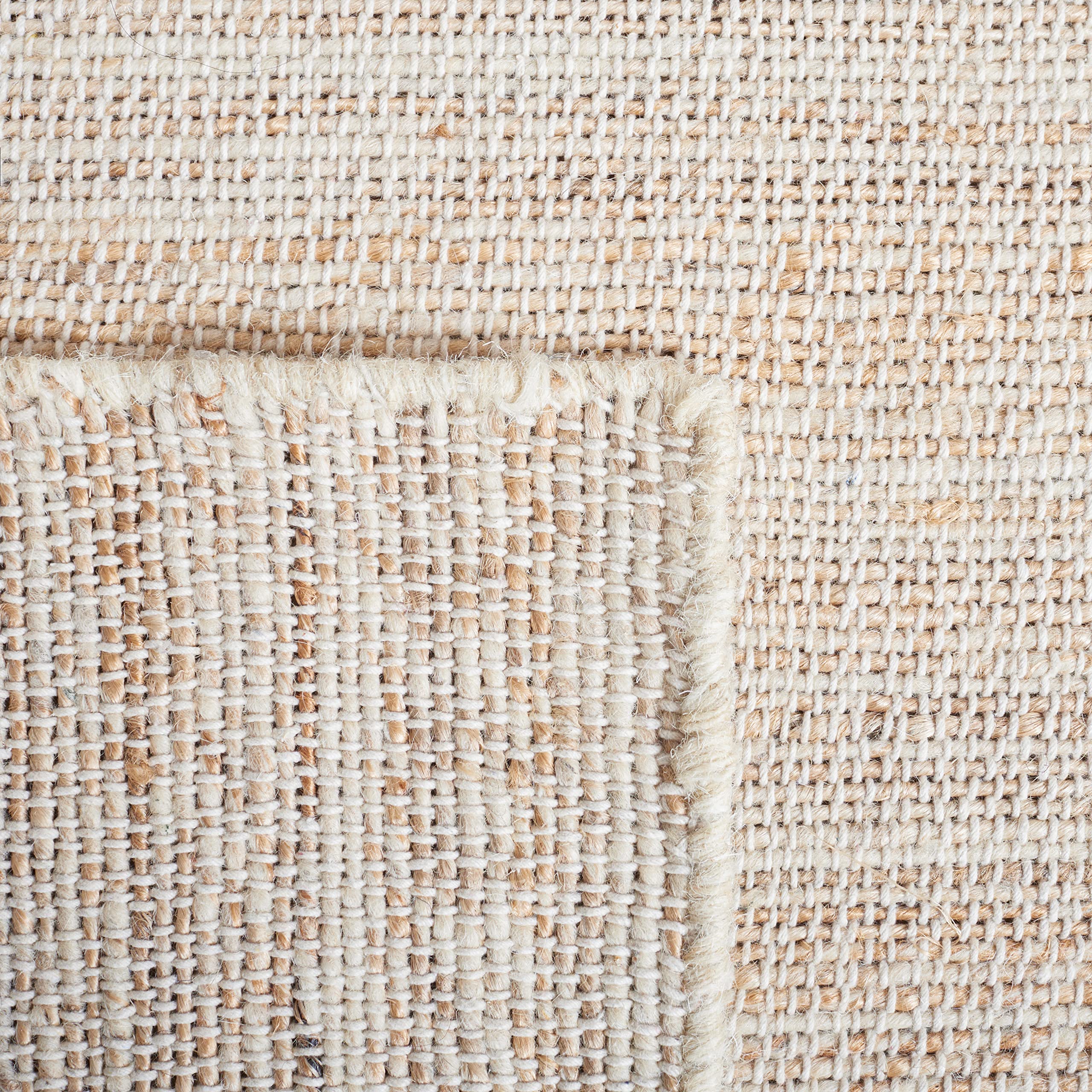 SAFAVIEH Handmade Wool & Jute Area Rug 6'x6' Square - Natural/Beige (NFB554B) for Living Room, Dining Room & Bedroom | Eco-Friendly Natural Fiber Collection | Perfect for Boho, Farmhouse & Modern Decor