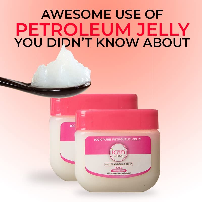 ICAN LONDON ROSE 100% Pure Petroleum Jelly 13oz (368g) - Moisturizing Skin Care for Dry Lips, Hands & Face | Multi-Purpose Healing Ointment for Babies & Adults