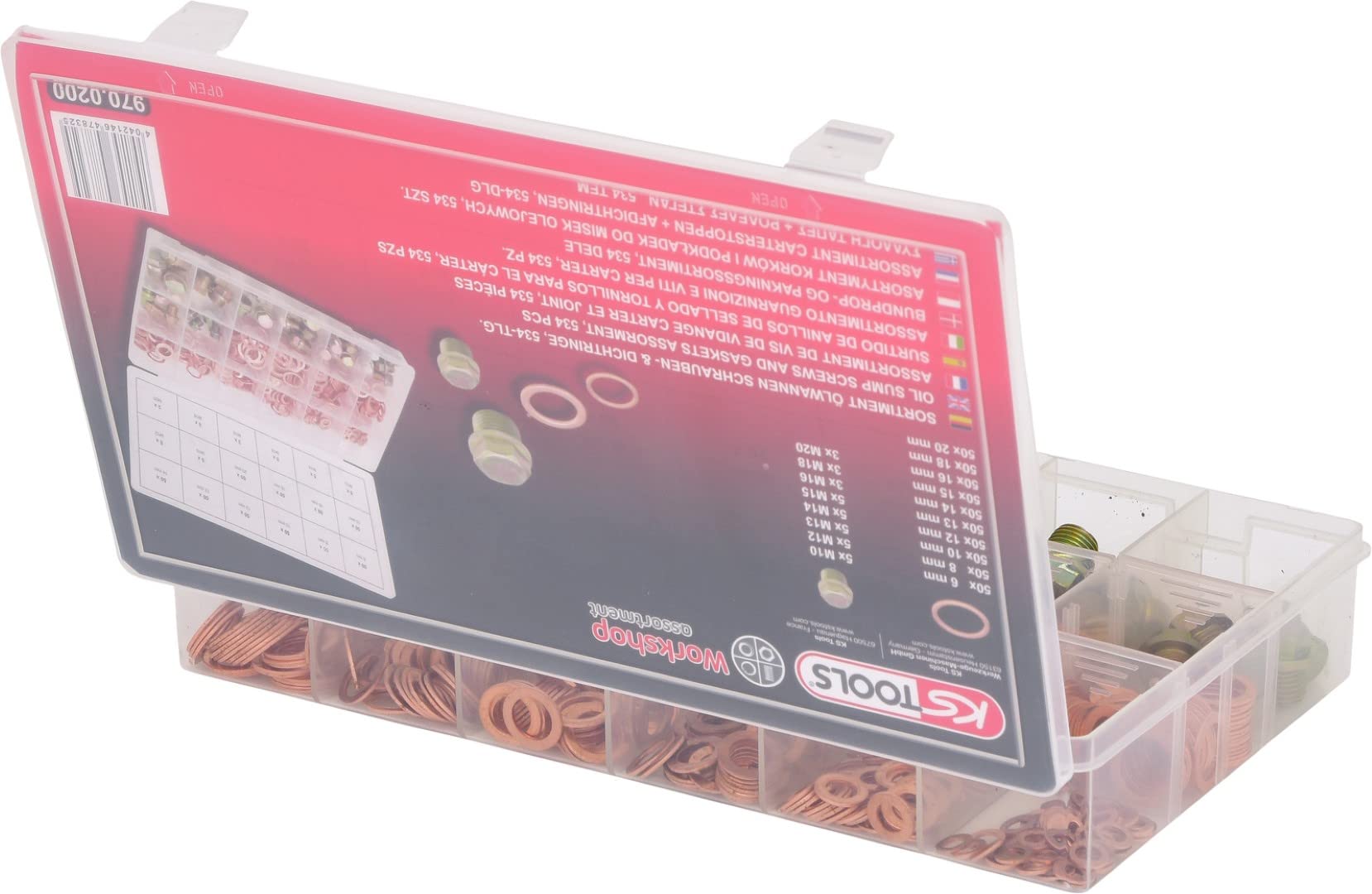 KS Tools 970.0200 Oil Pan Gasket and Screw Assortment Kit - 534 Piece Set for Automotive Engine Repair | Perfect for DIY Mechanics and Professional Technicians