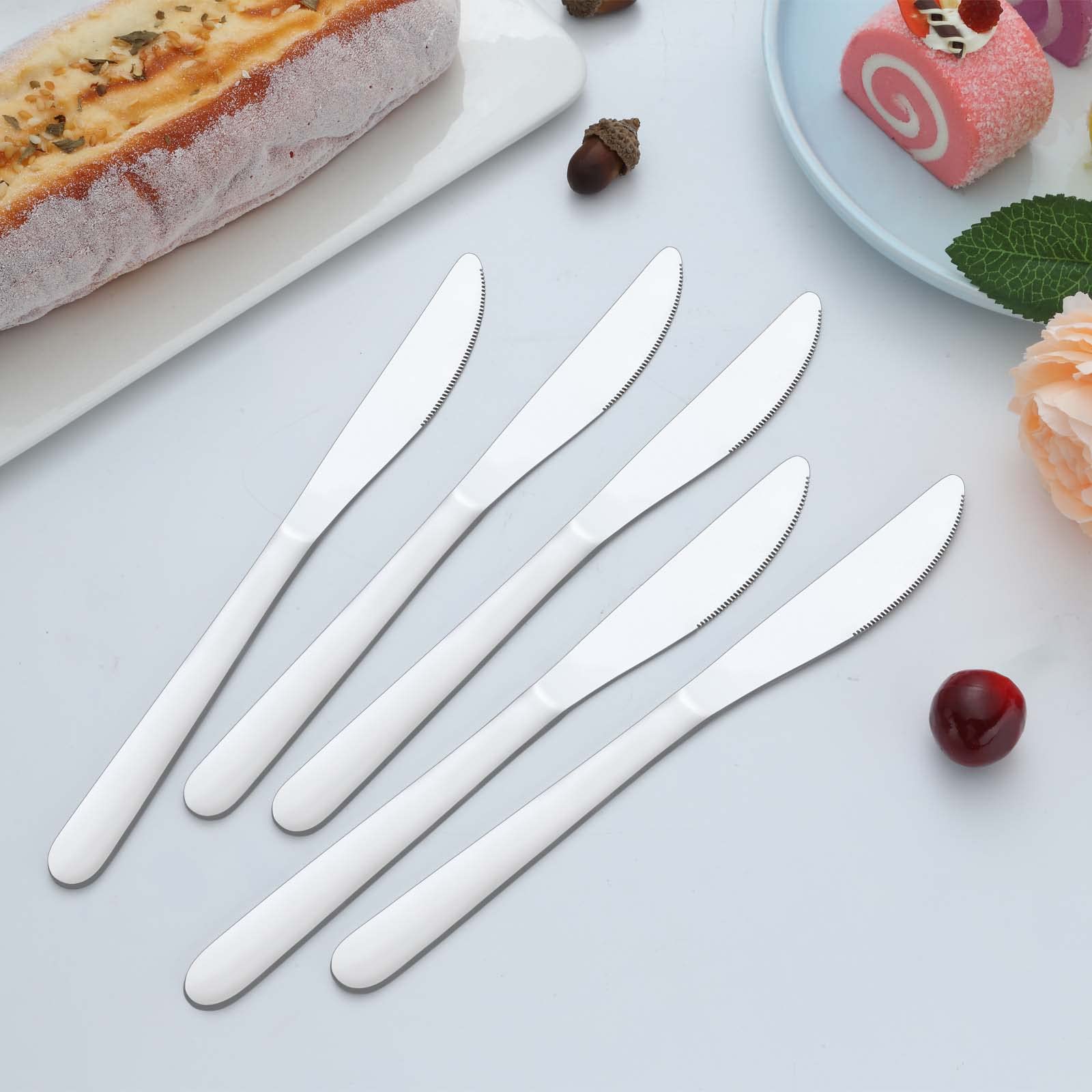 24-Piece Stainless Steel Knife Set - 9-Inch Dinner & Butter Knives, Mirror Polished & Dishwasher Safe - Premium Silverware for Home, Restaurant & Kitchen - Perfect for Everyday Dining, Entertaining & Professional Use
