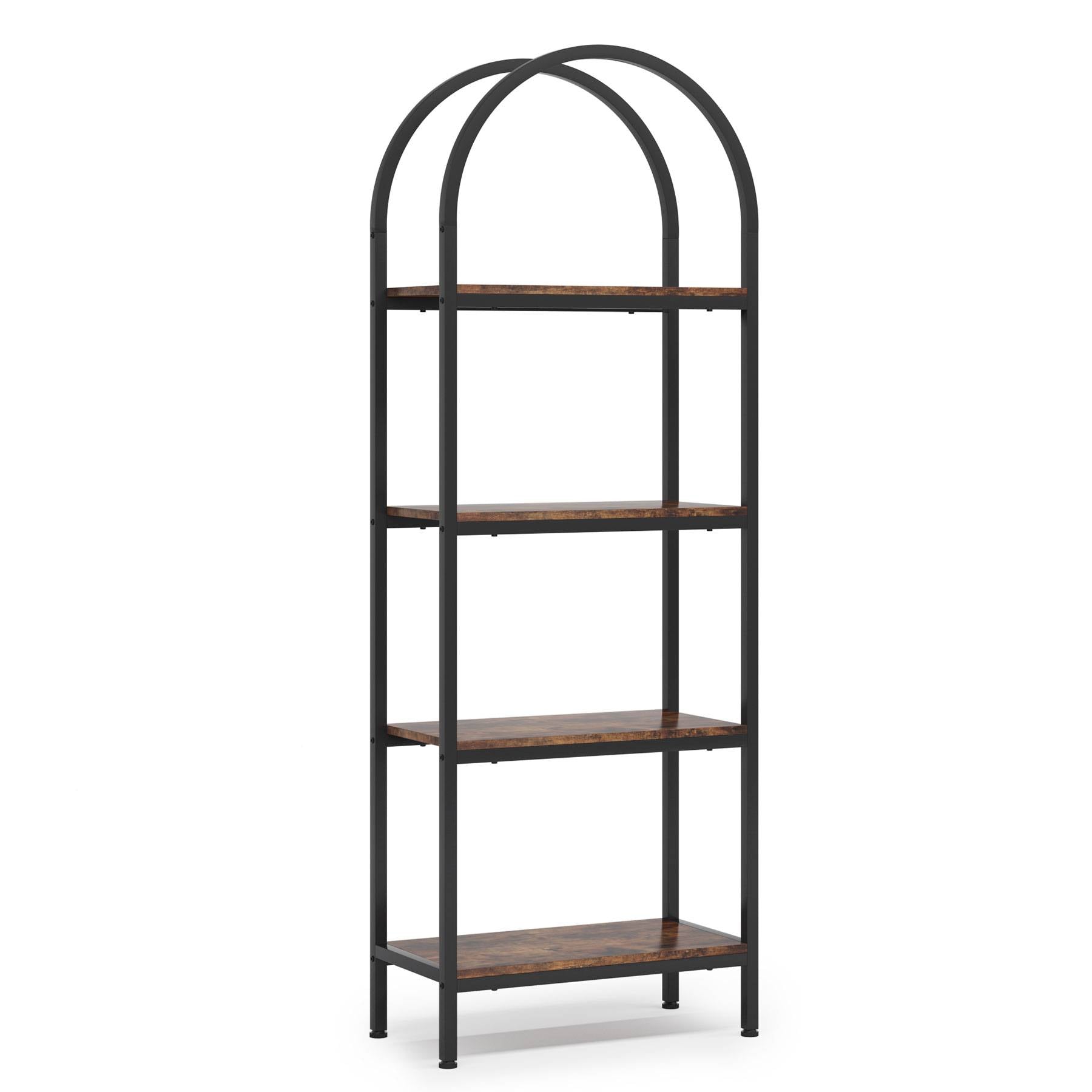 4 Tier / 5 Tier Wooden Bookshelf - Arched Bookcase Display Rack with Storage Shelves for Home Office, Living Room, Bedroom - Perfect for Organizing Books, Decor & Storage Needs
