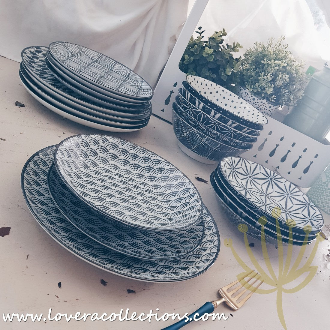Modern Black & White Assorted Prints Dinnerware Set - 60% Off Sale - Perfect for Casual Dining, Entertaining & Home Decor
