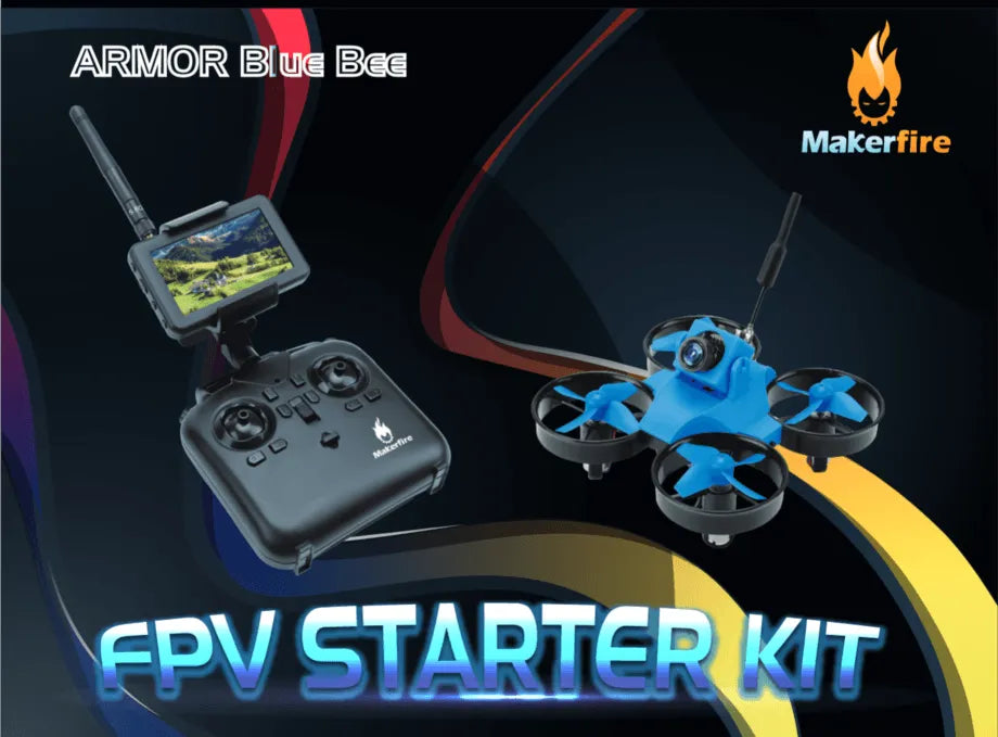 Makerfire Armor Blue Bee FPV Drone Kit - 65mm Mini Racing Drone with Altitude Hold Function, 4K HD Camera & Long Flight Time - Perfect for Indoor/Outdoor FPV Racing, Aerial Photography and Drone Training