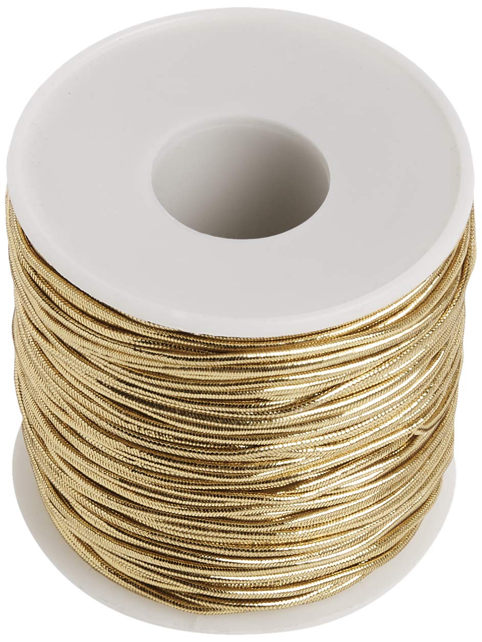 Morex Ribbon 1318/50-634 Stretch Polyester Ribbon - 50 Yards, Gold | Decorative Gift Wrapping, Crafting, DIY Hair Bows & Party Decorations