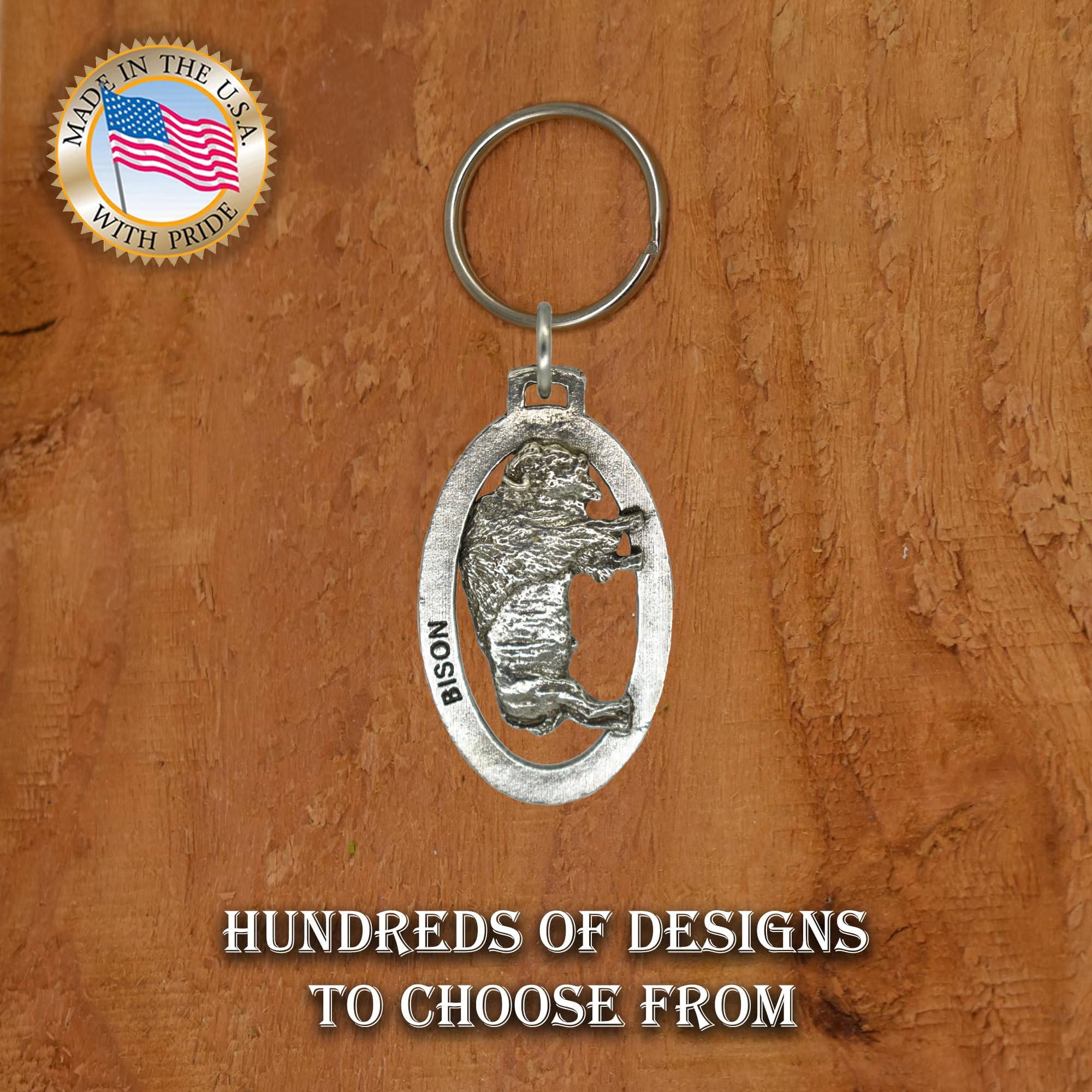 Handmade Pewter Bison Keychain - 2