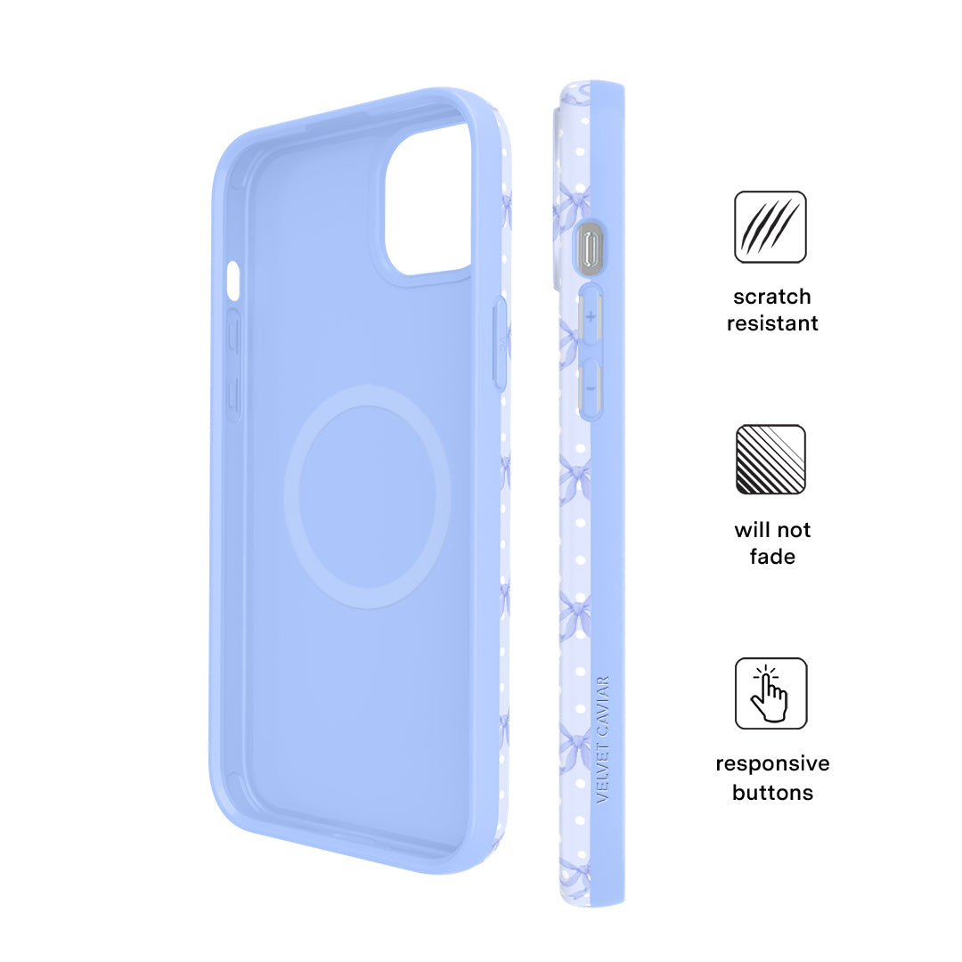 Cute Blue Bow iPhone Case - Elegant & Protective Phone Cover for iPhone 13/12/11/X - Perfect Gift for Women & Girls, Stylish Accessory for Everyday Use & Special Occasions