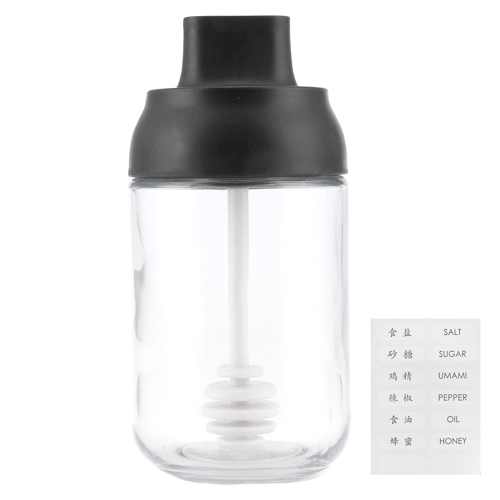 Affogato Glass Honey Pot with Dipper and Lid - 200ml Transparent Honey Jar Set, Kitchen Honey Dispenser for Tea, Coffee, Pancakes & Desserts