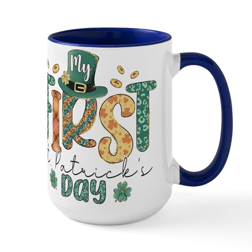 White/Navy Inside - My First St Patrick'S Day Mugs