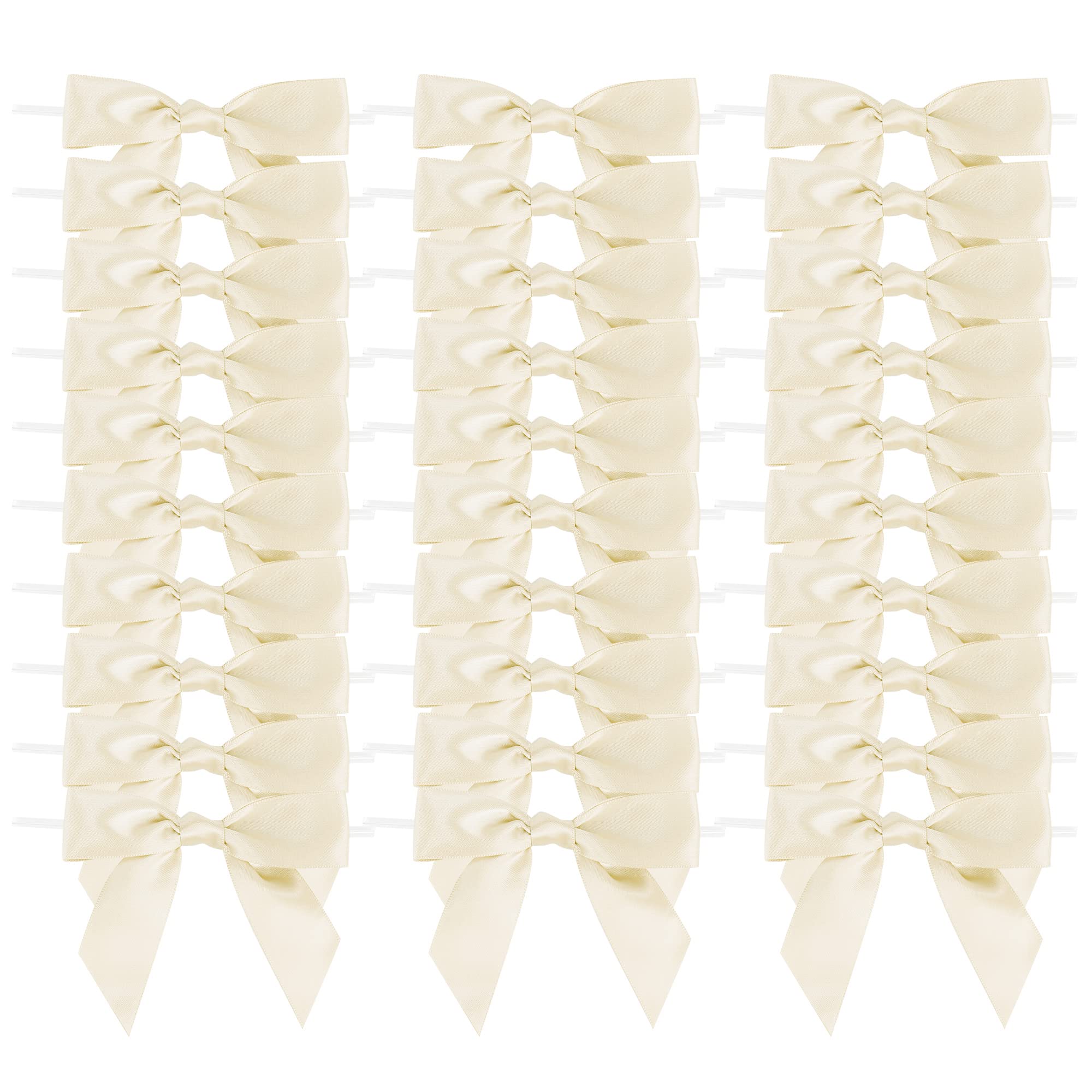 Premade Ivory Bows for Christmas Tree & Wedding Decor - 50 Pack