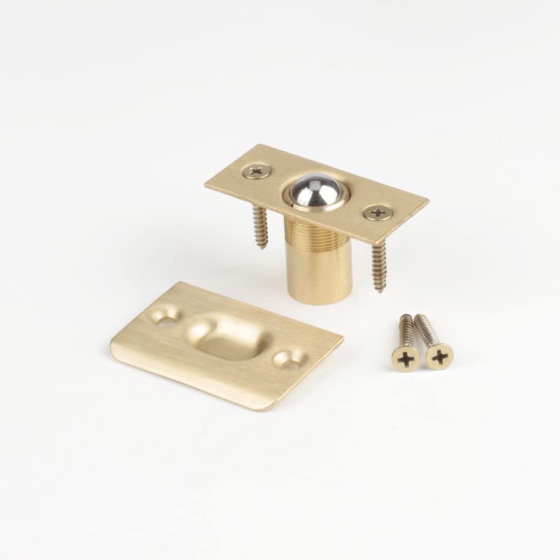 Brass Closet Door Ball Catch Hardware - Adjustable Copper Solid Cast & Spring for French Doors - Black 2 Pack (Gold Tone) - Perfect for Bedroom, Closet & Cabinet Door Latch Repair