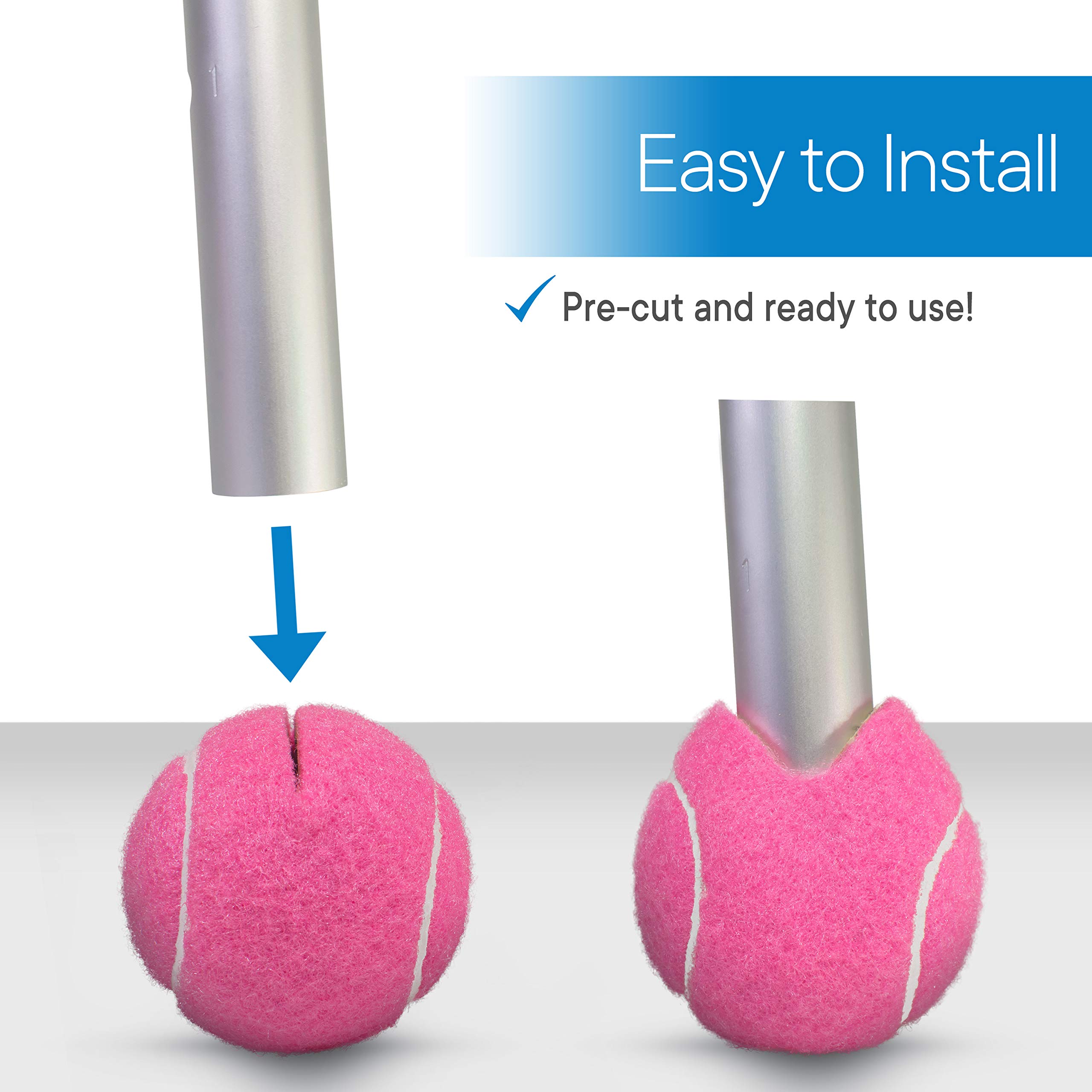 RMS Walker Glide Balls - Set of 2 Easy-Install Mobility Aid Balls with Precut Openings for Most Walkers (Pink) | Non-Slip Walker Tips for Hardwood Floors & Carpet | Ideal for Seniors & Post-Surgery Recovery