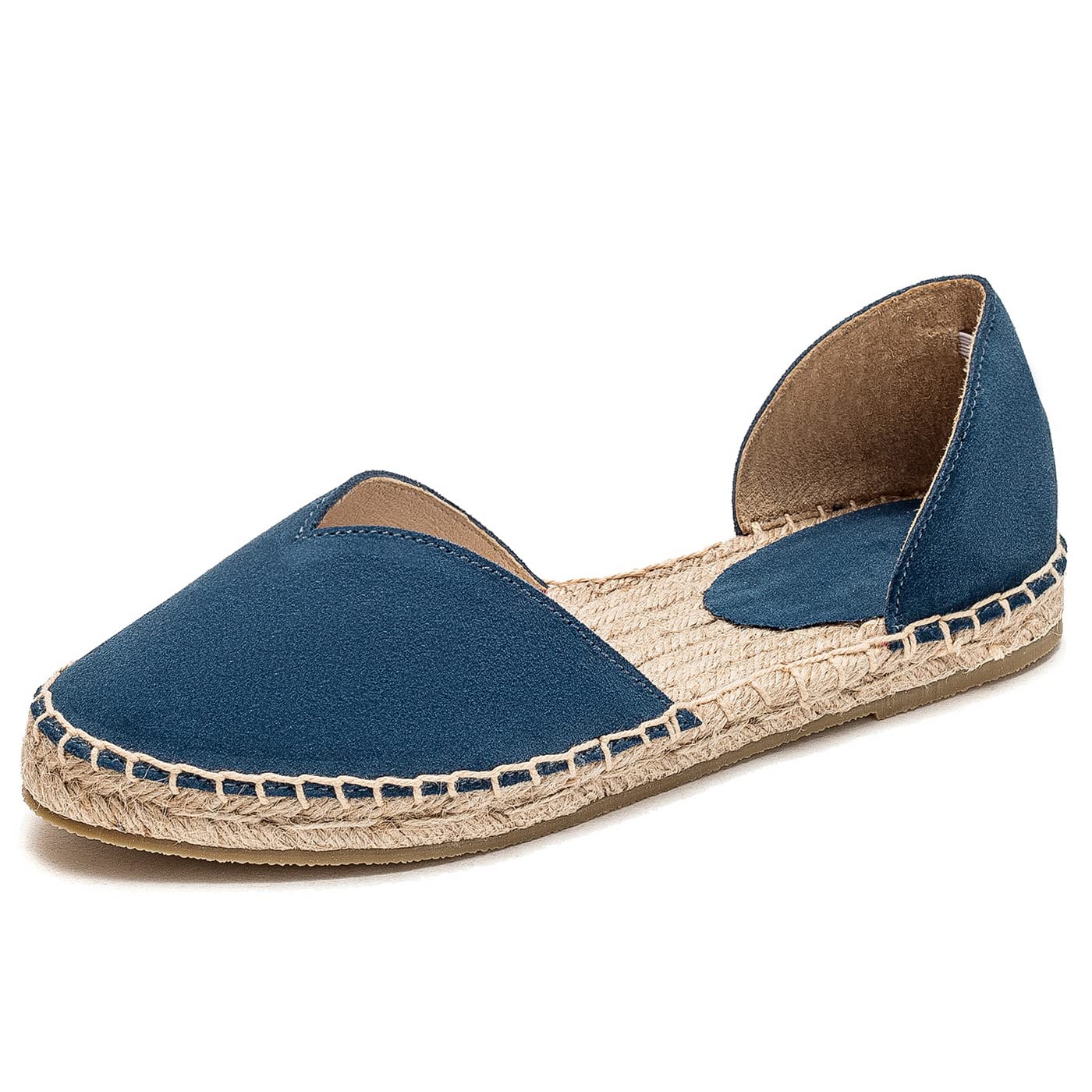 U-lite Women's Comfortable Slip-On Espadrille Loafers - Pure Color Suede Pointed Toe Flats for Casual Wear, Office & Travel
