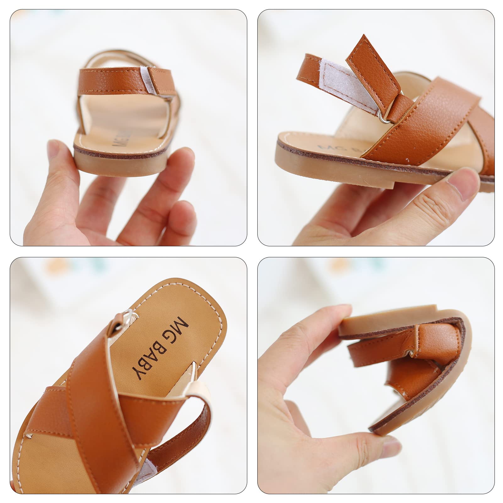 SEAUR Girls & Boys Toddler Sandals - Soft PU Leather Summer Flat Sandals for Kids - Comfortable Outdoor Play Shoes for Beach, Park & Daily Wear