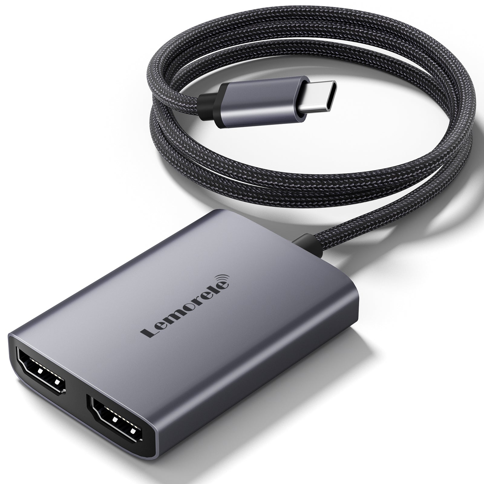 LEMORELE™ HD20 Dual HDMI Adapter - Connect 2 Monitors to Laptop for Work & Gaming | 4K Ultra HD, Plug & Play for MacBook, PC, Desktop - Boost Productivity & Multitasking