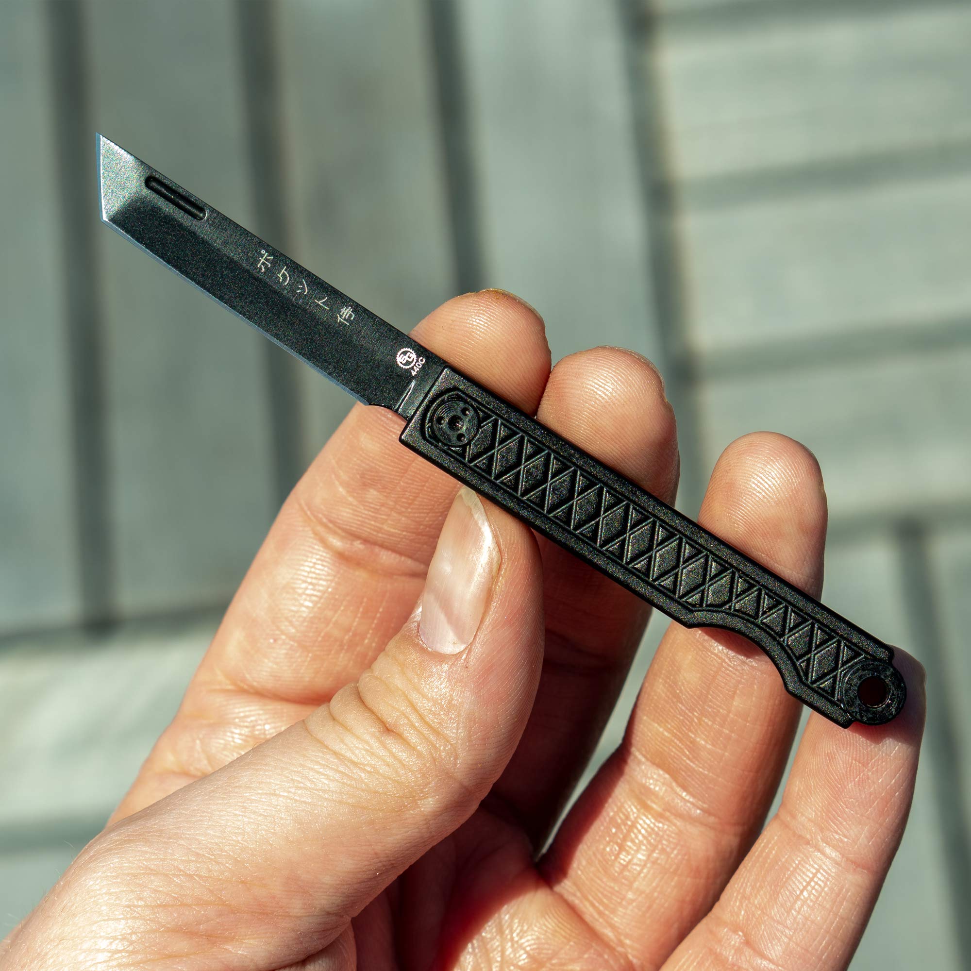 StatGear Pocket Samurai Folding Tanto Micro Knife - Slipjoint Edition | Small EDC Mini Knife | Black | Perfect for Everyday Carry, Camping, Hiking & Outdoor Adventures