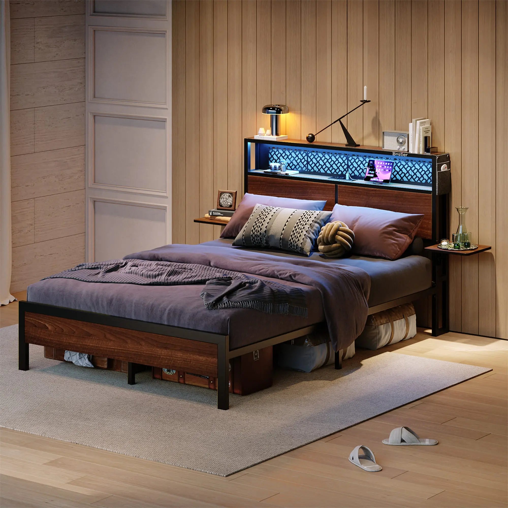 Bestier Full/Queen/King Size Bed Frame with Headboard - Sturdy Metal Platform Bed with Noise-Free Design - Perfect for Master Bedroom, Guest Room & Dormitory