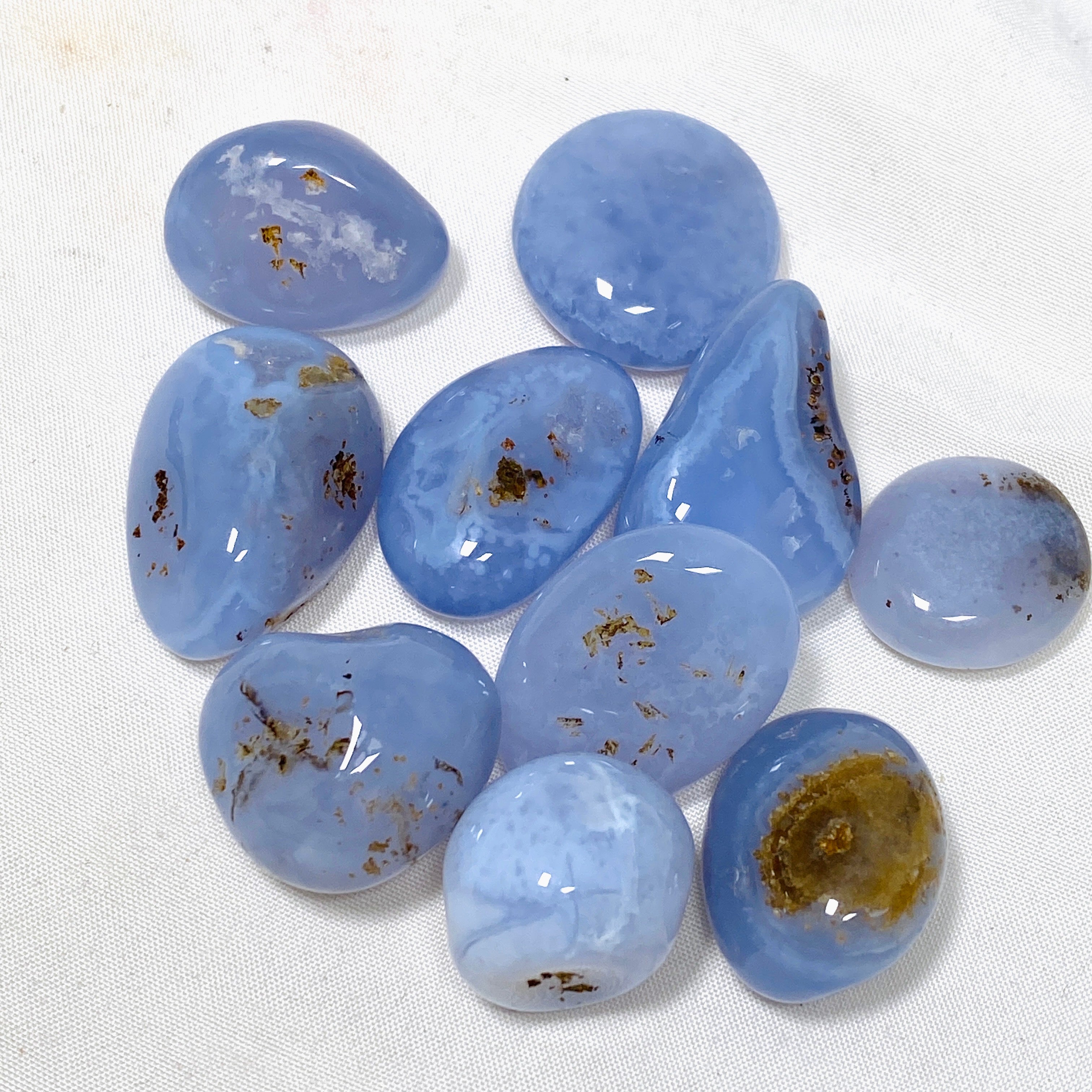 Natural Blue Chalcedony Tumbled Stones for Healing, Meditation & Jewelry Making - Perfect for Crystal Collections, Reiki Energy Work & Home Decor
