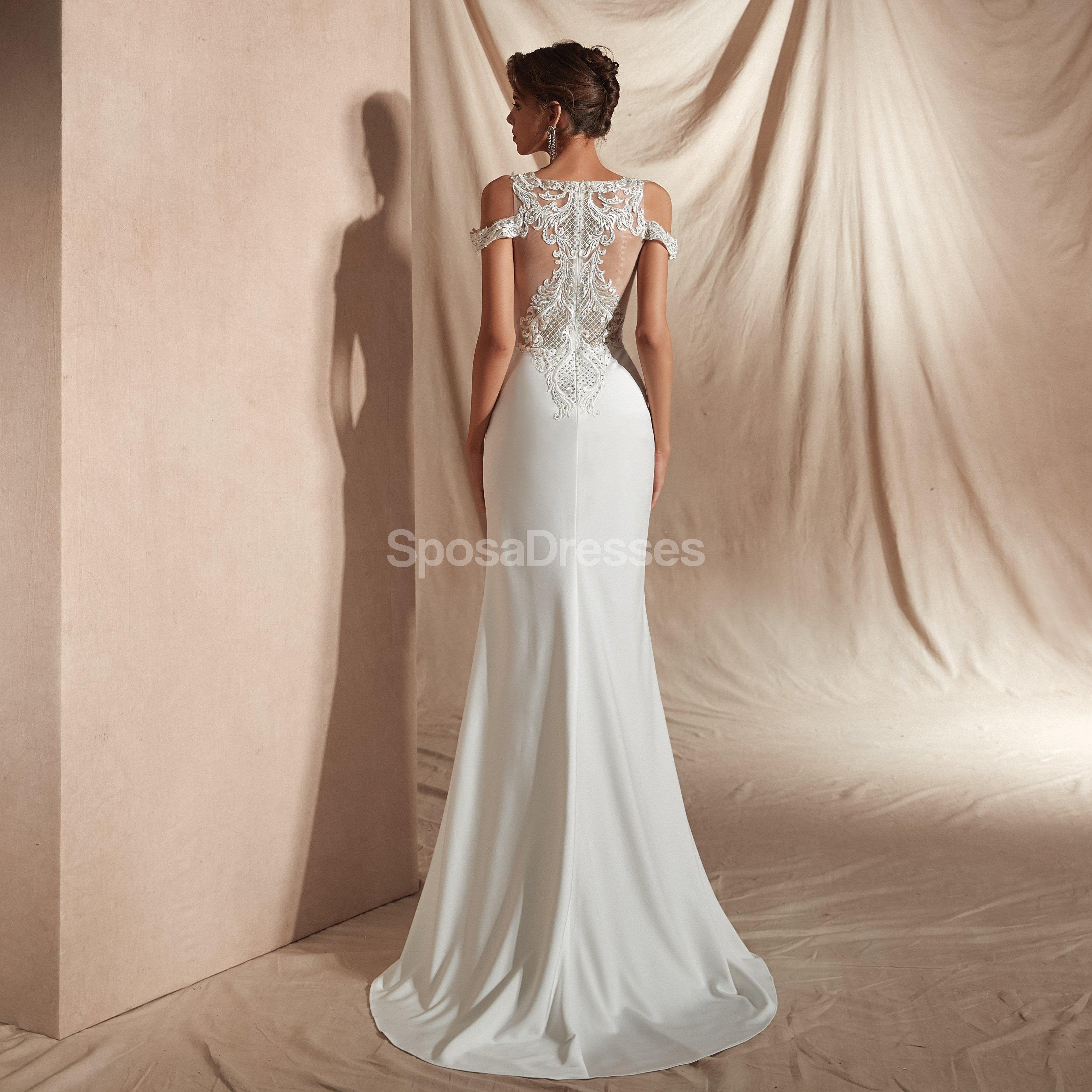 Elegant Lace Straps Mermaid Wedding Dresses for Bride - Affordable Unique Bridal Gowns WD581 | Perfect for Beach, Church & Outdoor Ceremonies
