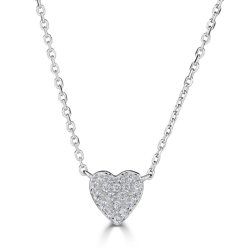 14K Gold Diamond Heart Necklace for Women - 0.08 CTW Pave Setting Dainty Jewelry - Perfect for Valentine's Day, Anniversary & Romantic Gifts