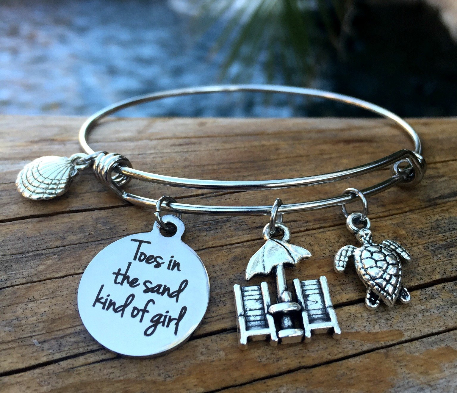 Toes in the Sand Kind of Girl Beach Bracelet - Dainty Adjustable Summer Jewelry for Women, Small-Medium Size | Perfect for Beach Vacations, Birthday Gifts & Boho Fashion