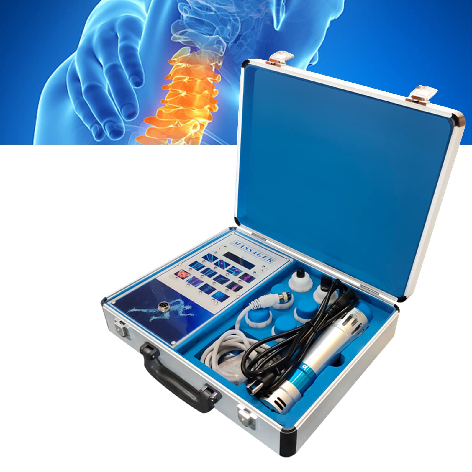 Professional Shock Wave Therapy Machine for Pain Relief - 7 Interchangeable Massage Heads for Deep Tissue & Muscle Relaxation - Ideal for Athletes, Physical Therapy & Home Use