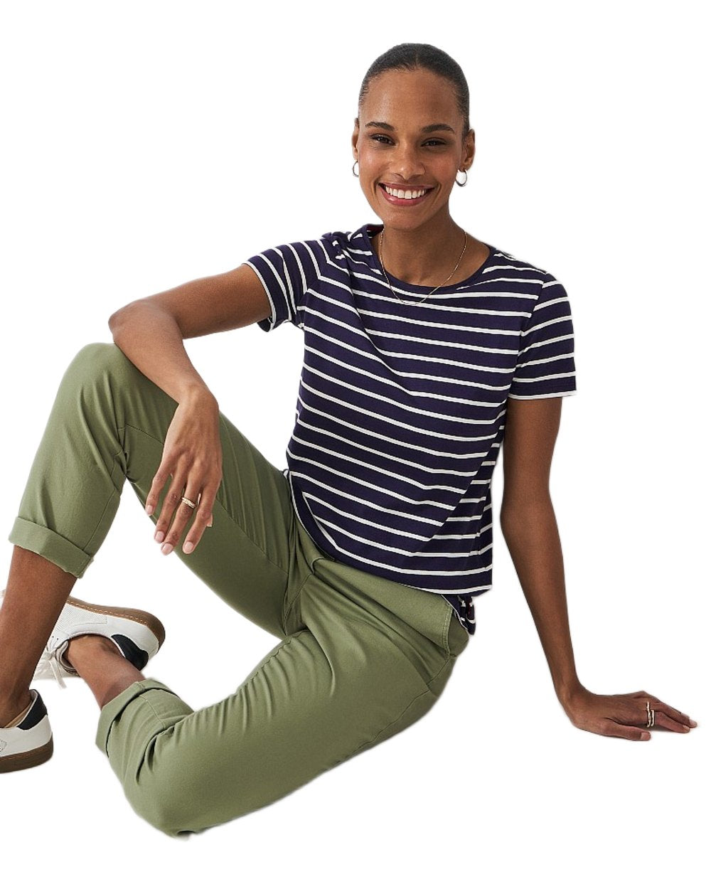 Women's Crew Neck Breton Striped T-Shirt - Casual Long Sleeve Cotton Top for Everyday Wear, Work & Weekend Outfits