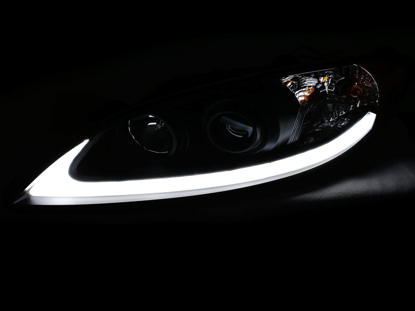 Black Projector Plank Style Headlight Assembly Set for International ProStar (Pair) - High Performance Replacement Headlights for Enhanced Night Driving Safety