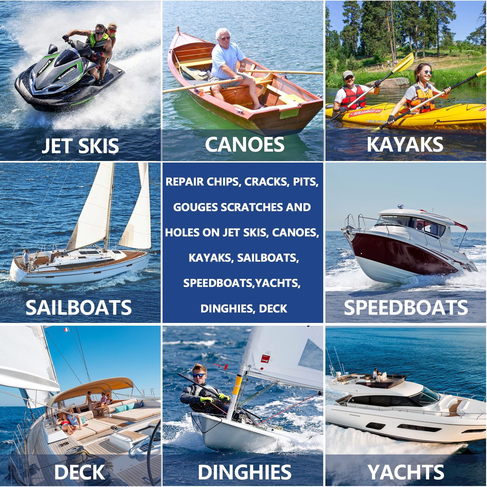**Marine Fiberglass & Gel Coat Repair Kit for Boats - Epoxy Filler to Fix Holes, Chips, Pits, Cracks (Color Match) - Perfect for DIY Boat Hull, Deck & Surface Repairs**