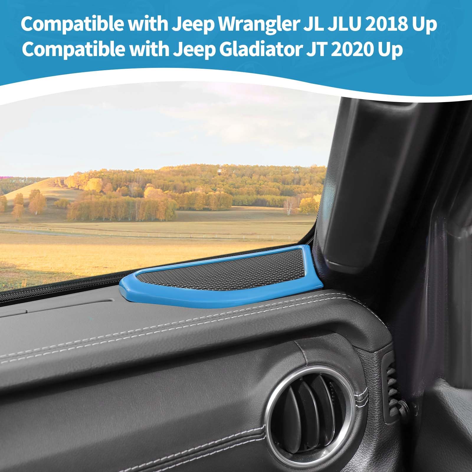 RT-TCZ A Pillar Speaker Trim Cover for Jeep Wrangler JL JLU & Gladiator JT (2018-2024) - Baby Blue Interior Accessories (2pcs) - Upgrade Your Jeep's Audio System & Interior Style