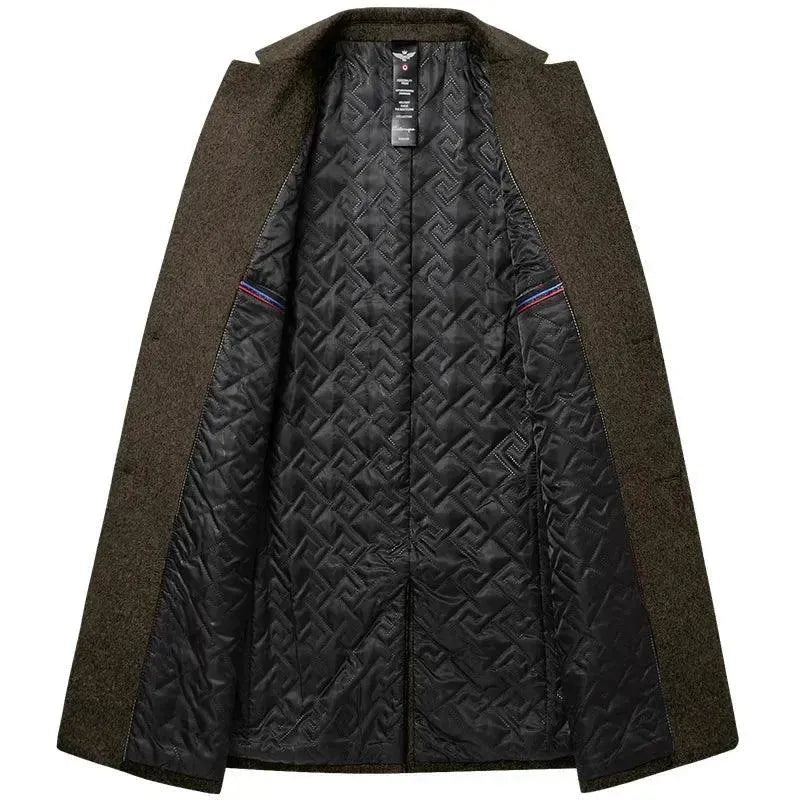 Premium Solid Wool Men's Winter Coat - Warm & Stylish Outerwear for Business, Travel & Formal Occasions