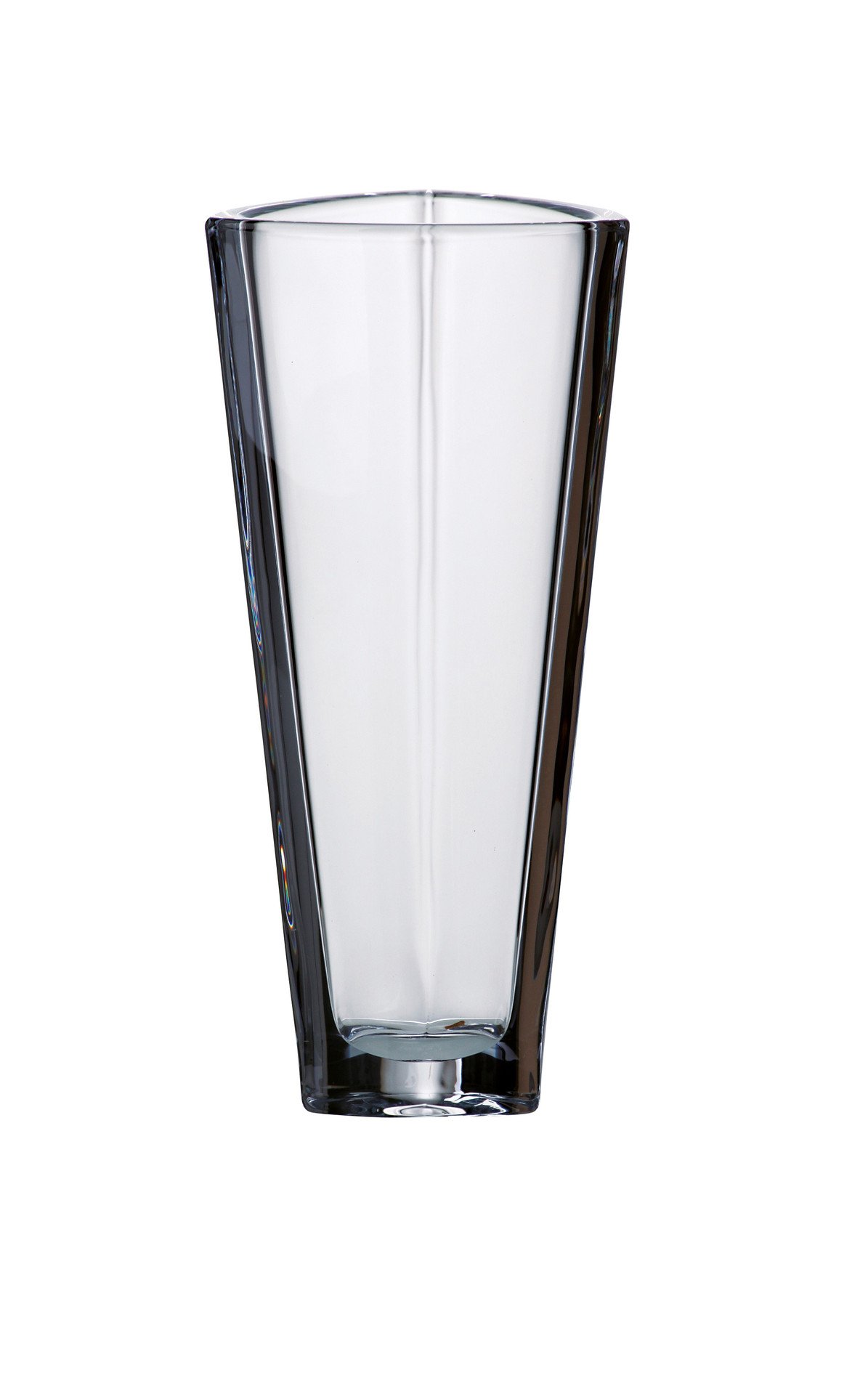Barski European Crystal Glass Triangle Vase - 12 Inch Tall Handmade Art Deco Home Decor - Perfect for Wedding Centerpieces, Living Room Display & Luxury Gift Giving