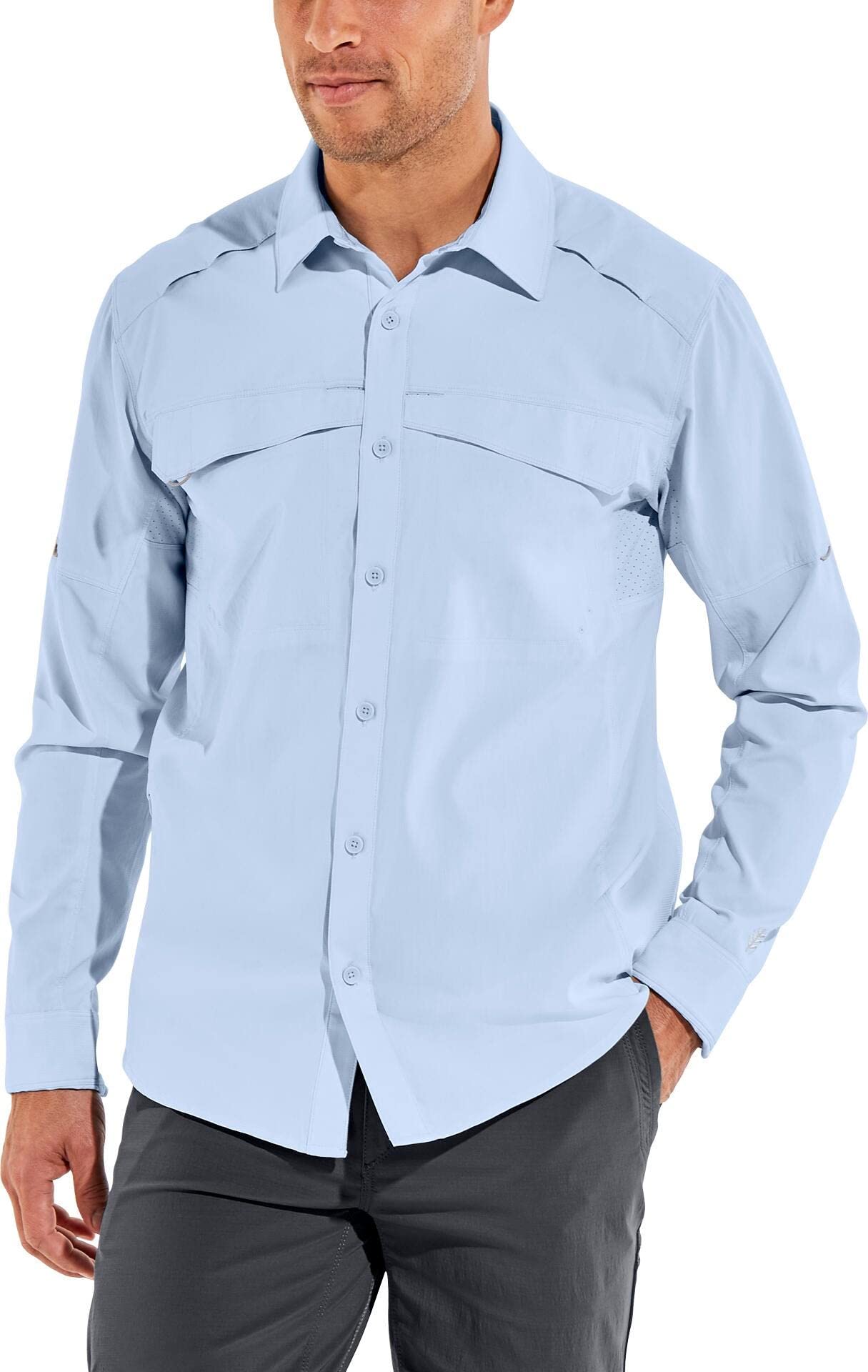 Coolibar UPF 50+ Men's Nassau Fishing Shirt - Sun Protective Long Sleeve Shirt for Outdoor Activities, Fishing, Hiking & Beach Wear - Lightweight UV Protection Clothing