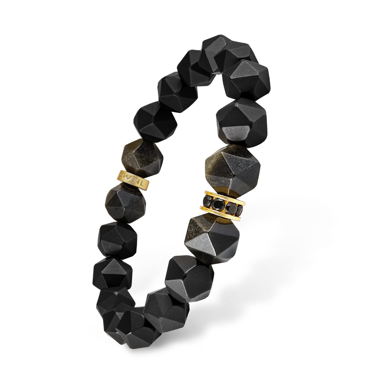 Premium Handmade Tiger Eye Onyx Obsidian Beaded Stretch Bracelet for Men - 10mm Natural Gemstones with Sterling Silver Protection Charm (5.9