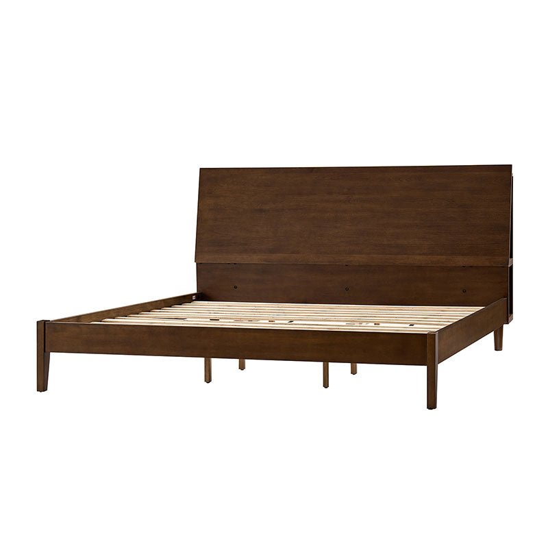Vivian Solid Wood Queen Platform Bed Frame with USB Ports & Underbed Storage | Modern Minimalist Design for Bedroom, Guest Room, Dorm | Easy Assembly & Sturdy Support