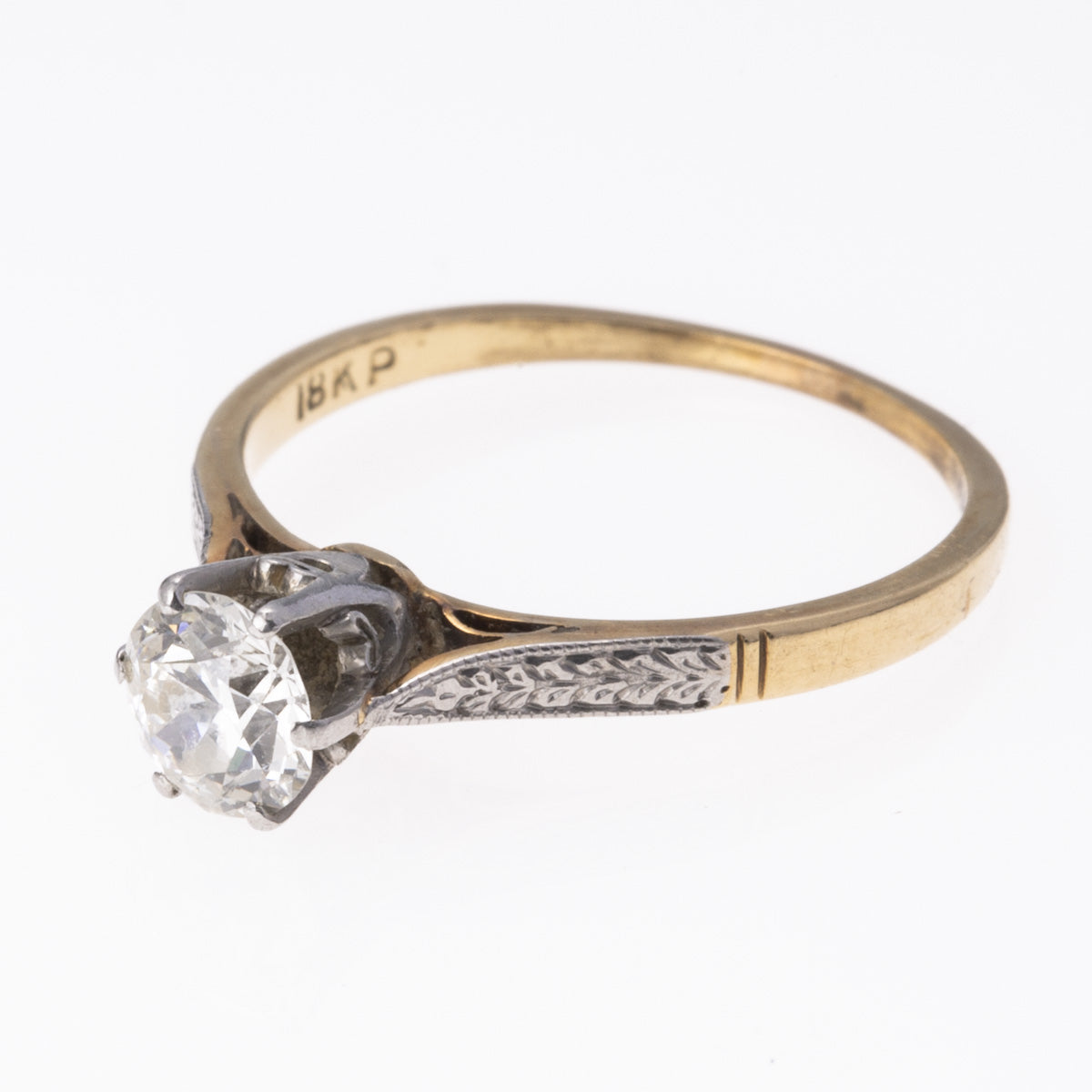 Vintage Art Deco 18K Yellow & White Gold Old European Cut Diamond Ring | 0.38 Carat | Size 5-9 | Engagement, Wedding, Anniversary Gift for Her