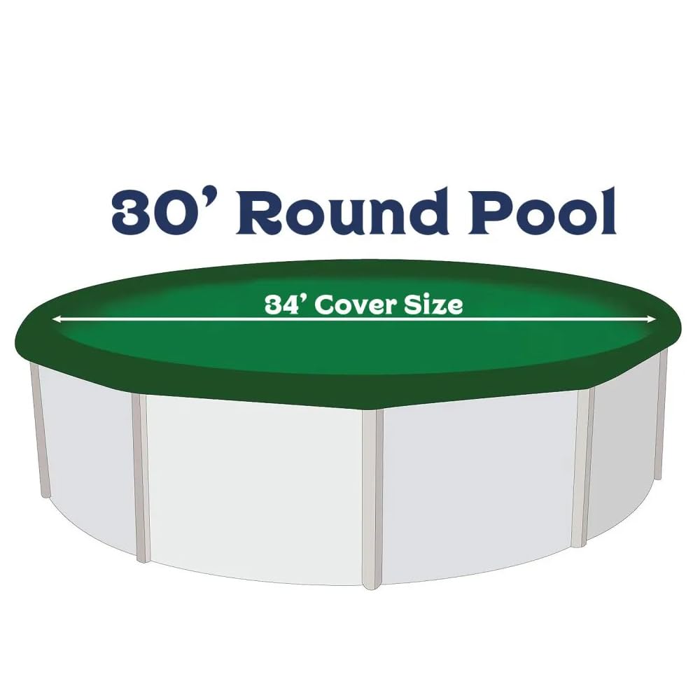 Buffalo Blizzard 30 ft Round Above Ground Pool Cover - Heavy Duty Reversible Winter Pool Cover (Green/Black) | Cold & UV Resistant | Debris Protection | Perfect for Winterizing & Protecting Your Pool from Leaves, Snow & Ice