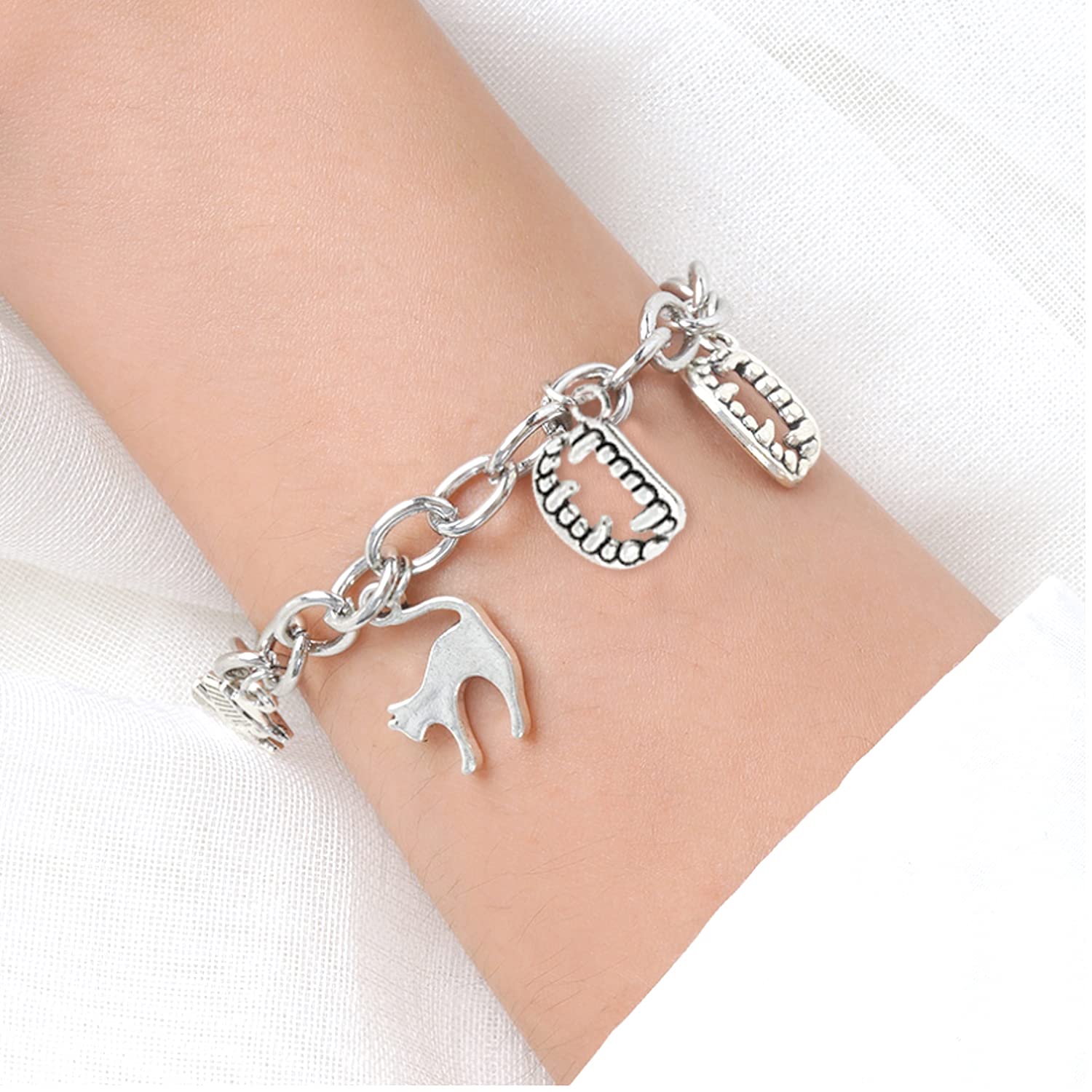 Honbay 100PCS Alloy Vampire Fang Teeth Charms - Halloween Jewelry Pendants for Earrings, Necklaces, Bracelets & Keychains - Perfect for DIY Crafts, Cosplay & Gothic Fashion Accessories