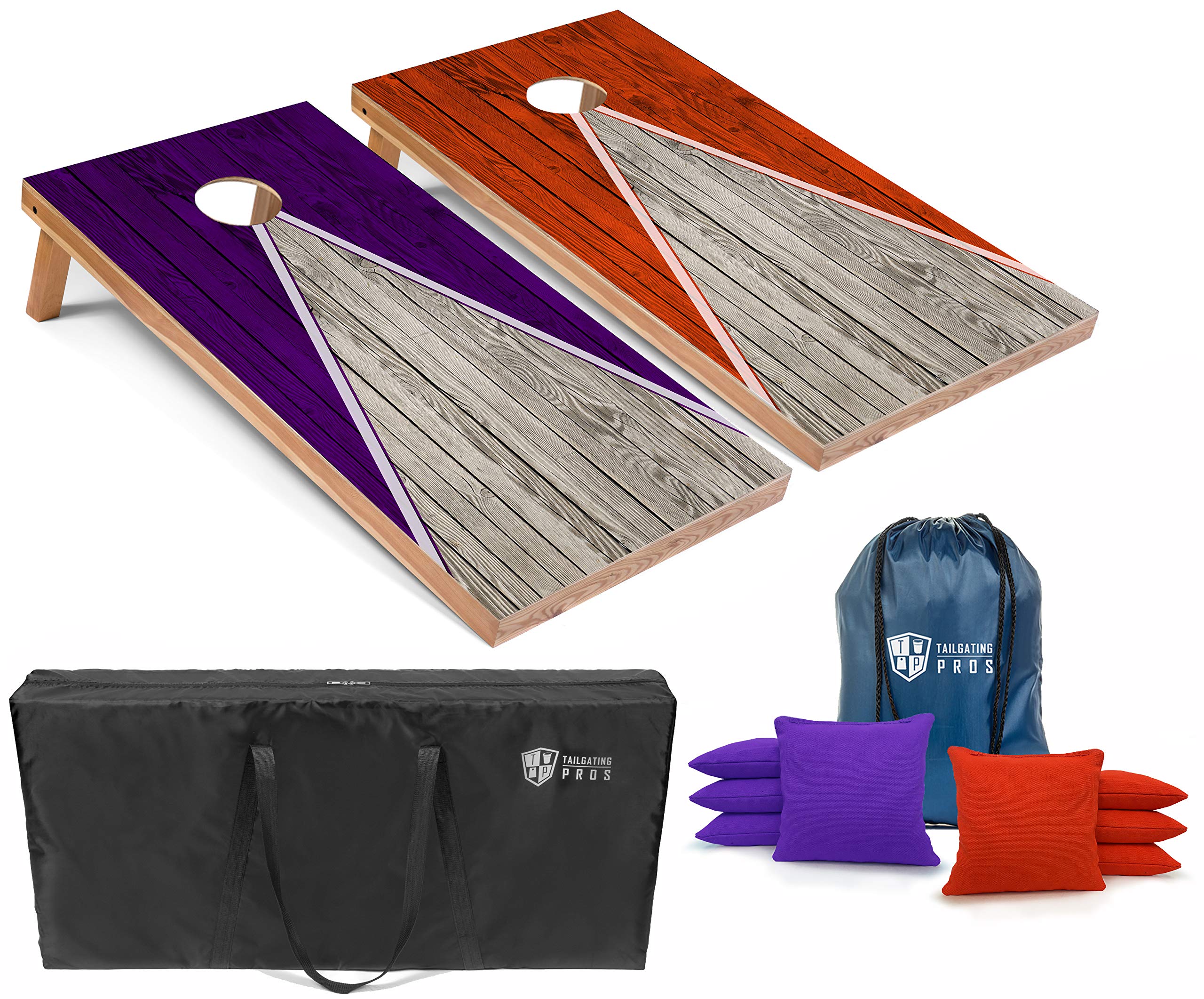 Regulation Cornhole Board Set with LED Ring Lights - 4'x2' Lightweight Pyramid Design for Tailgating, Backyard Parties & Outdoor Games - Perfect for BBQ, Camping & Sports Events
