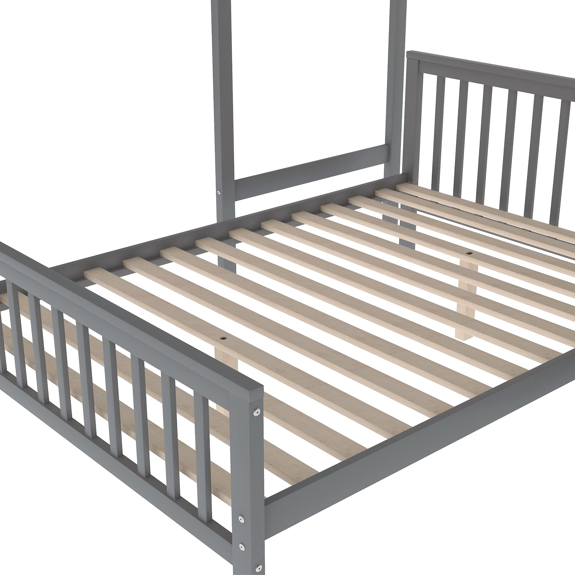 Harper & Bright Designs Twin Over Full Loft Beds with Stairs & Storage - Space-Saving Bunk Beds for Kids & Teens, Sturdy Metal Frame, Full-Length Safety Guardrail, No Box Spring Required (Grey) - Perfect for Small Bedrooms, Dorms & Shared Kids' Rooms