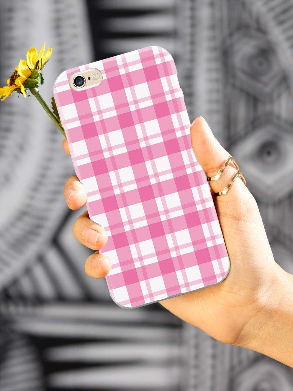 **Inspired Cases - iPhone 12 Pro Case - 3D Textured Protective Phone Cover for Apple iPhone 12 Pro - Pink & White Plaid Design - Slim Fit Shockproof Case - Perfect for Daily Use, Work, and Travel**