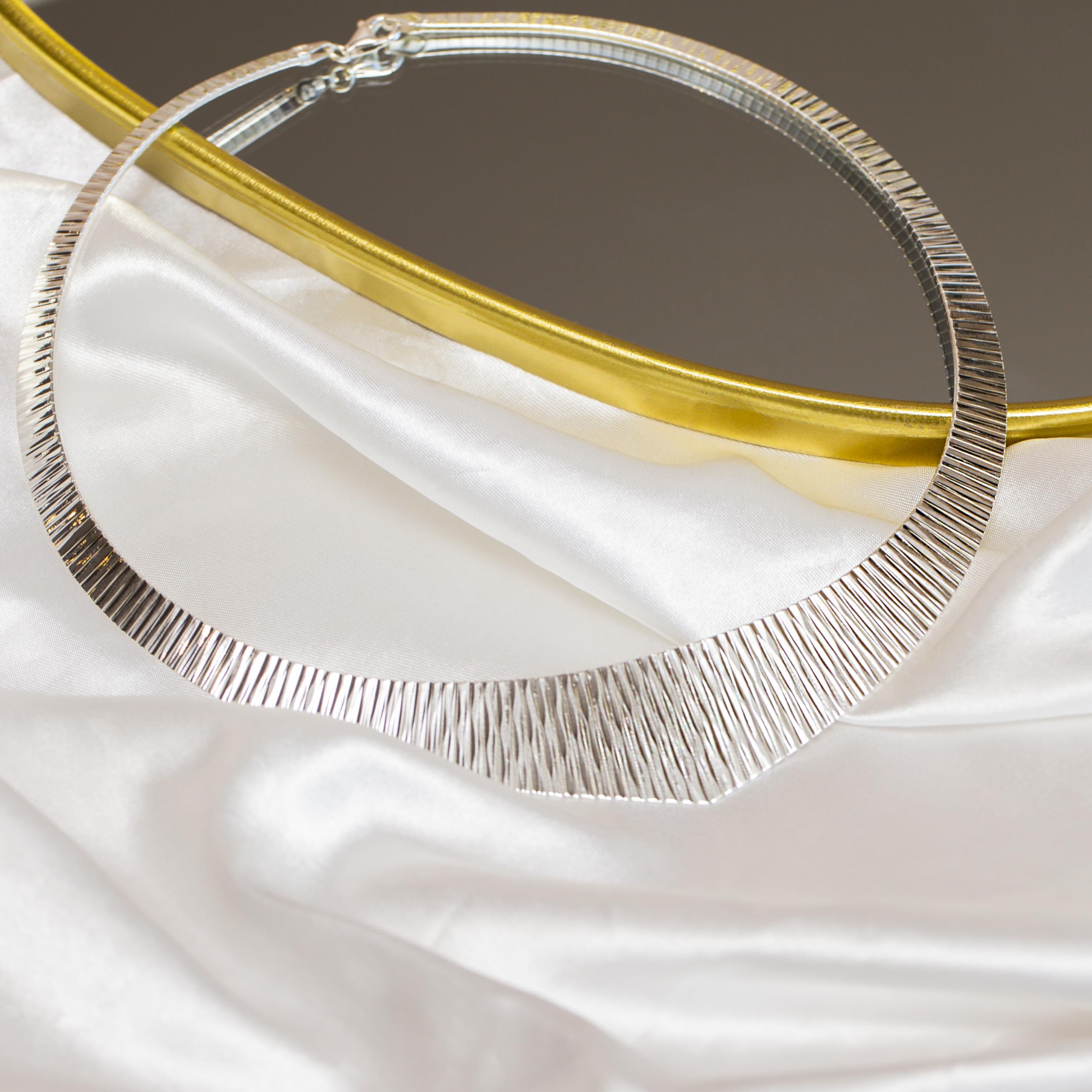Tuscany Sterling Silver Diamond Cut Graduated Cleopatra Starburst Necklace | Elegant Layered Chain for Women | Perfect for Evening Parties, Weddings & Special Occasions