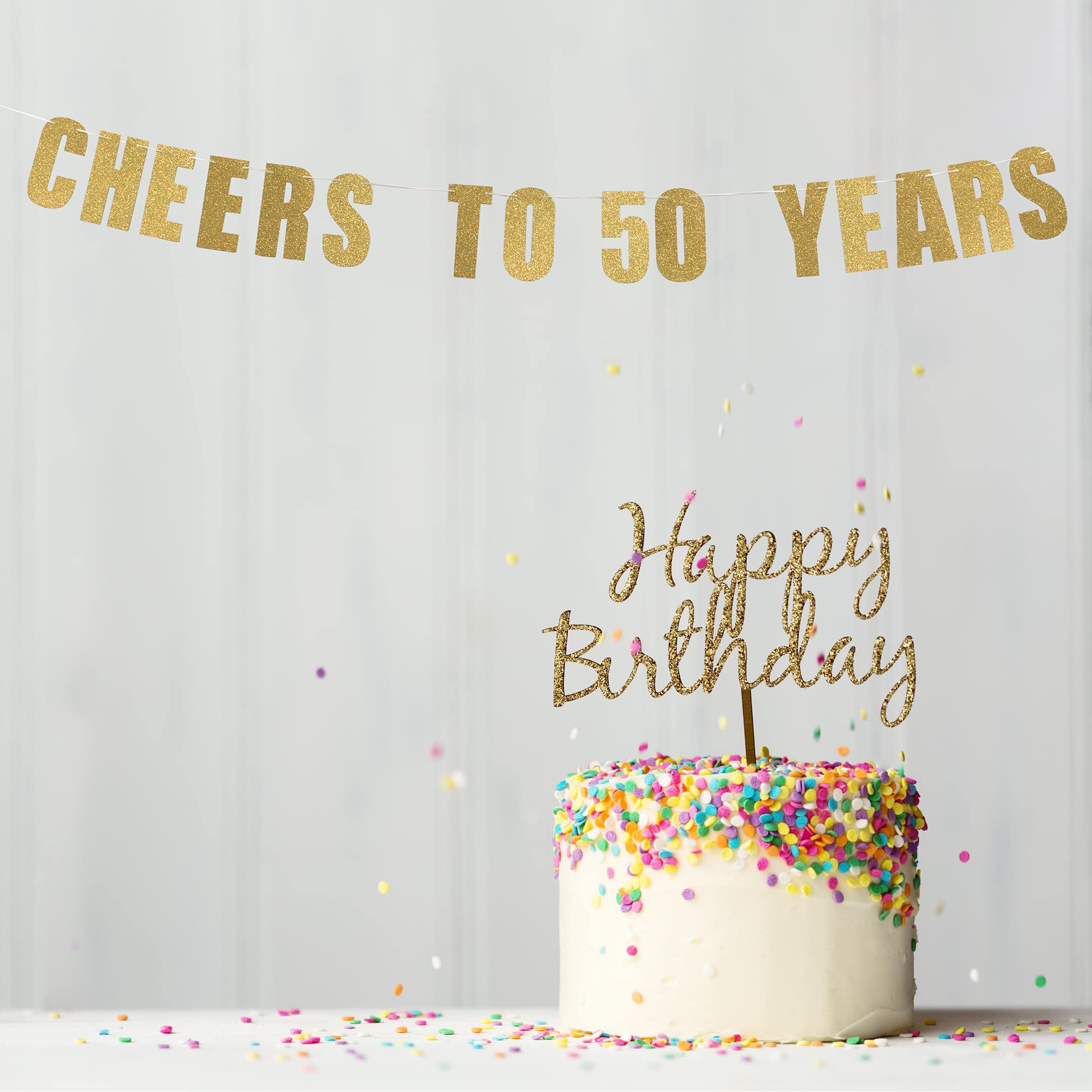 Pre-Strung 50th Birthday Banner - Over The Hill Party Decorations for Men, 50 Year Old Birthday Supplies, Cheers to 50 Years Bday Party Decor - Perfect for Milestone Celebrations, Retirement Parties & Funny Birthday Themes - by Prazoli