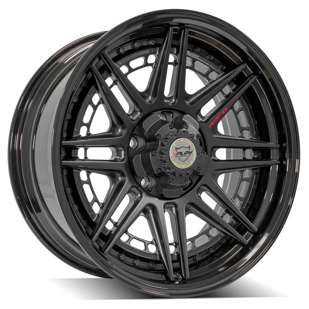 4Play Forged Series 4PF8 Matte Black Center with Gloss Black Barrel 20x9.0 0 Offset 5x127/5x139.7mm 87.1mm Hub - Premium Alloy Wheels for Trucks & SUVs - Off-Road & Street Performance