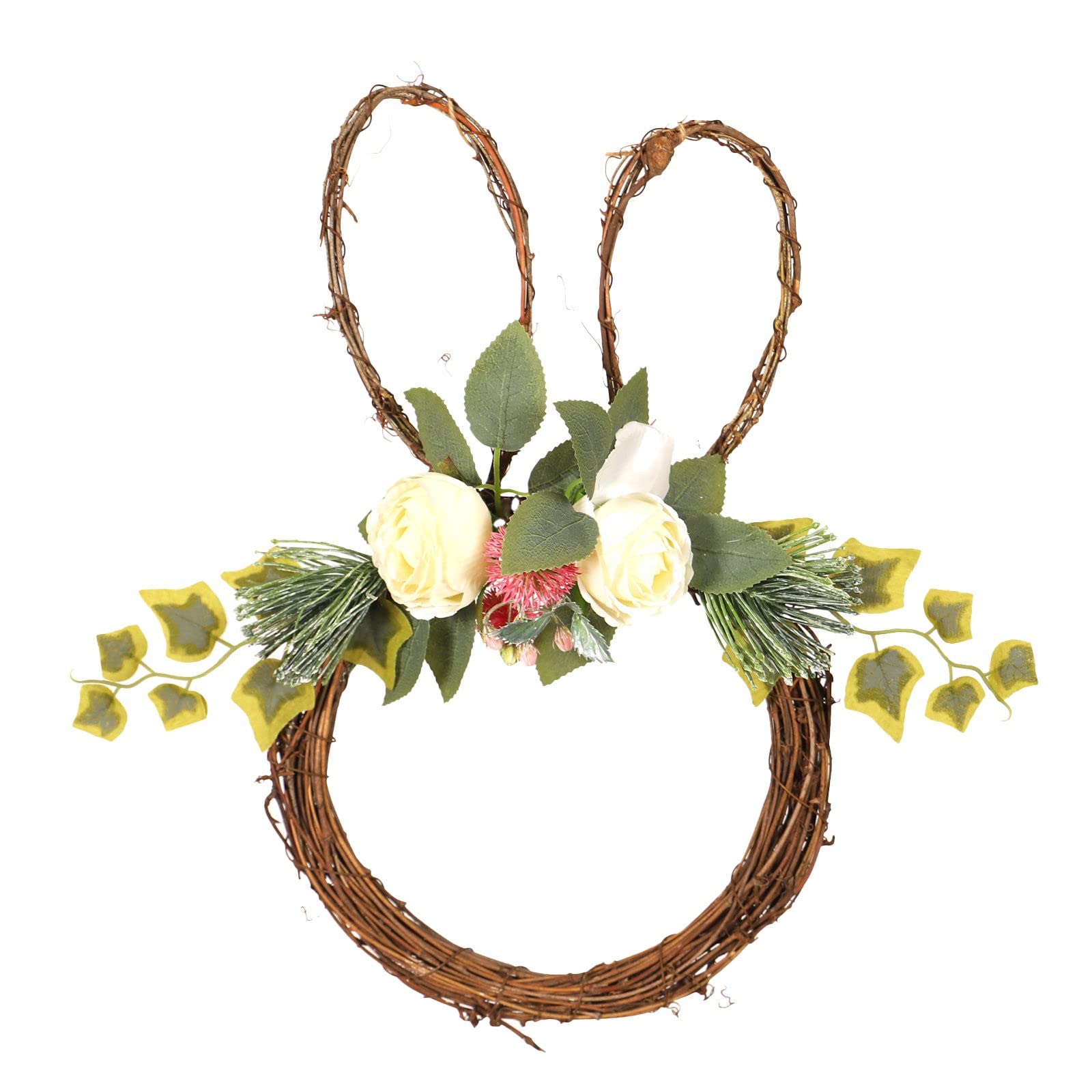 Easter Bunny Wreath - Green Floral Door Decor for Spring, Easter Front Door Garland with Twig & Rabbit Design - Perfect for Home, Wall, and Holiday Decoration (One Size)