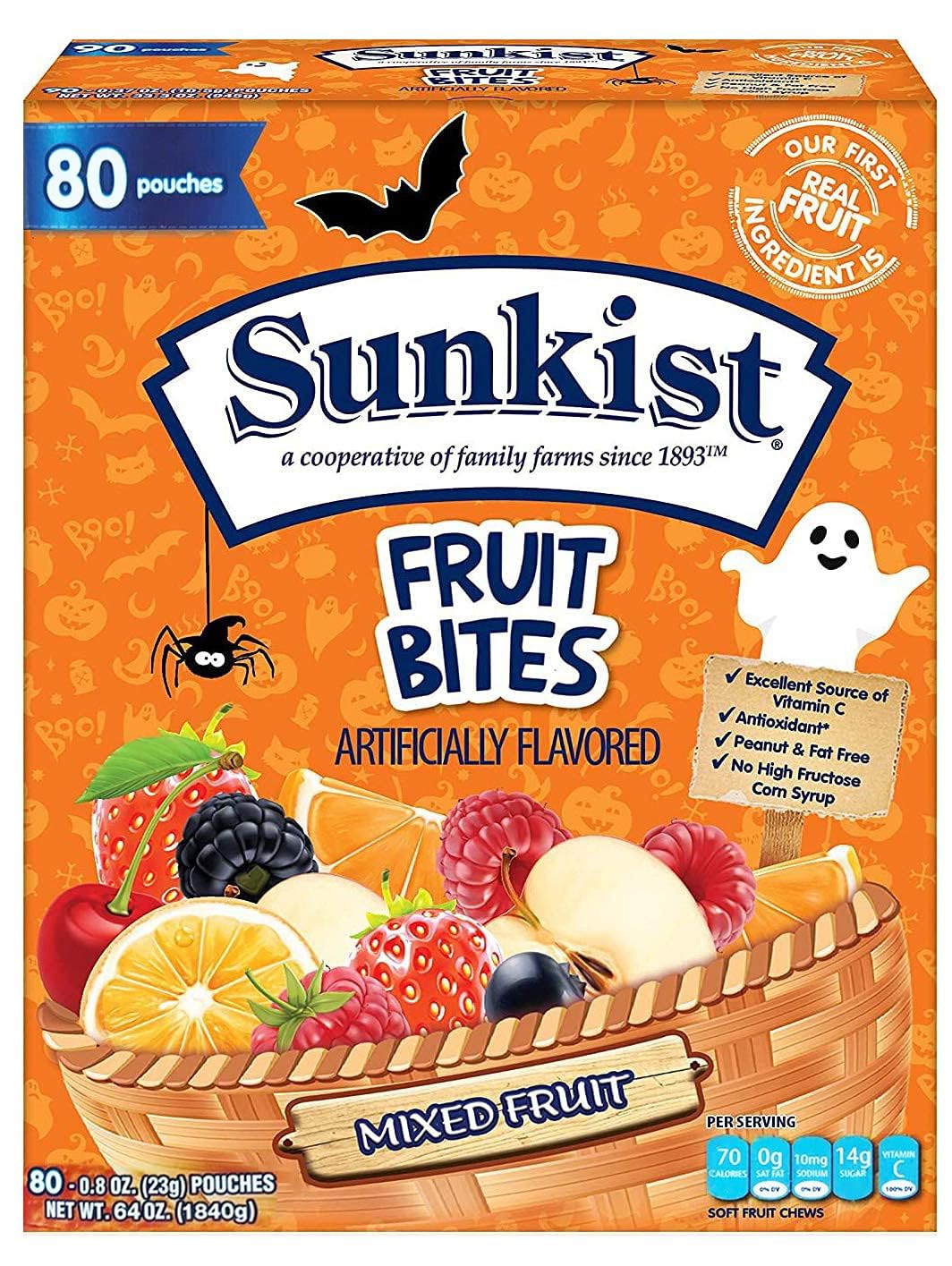 Halloween Fruit Snacks - Mixed Variety Bulk Pack (80 Count, 0.8 oz Single Serve Pouches) | Healthy Treats for Office, School, Parties & Gifts | Perfect for Halloween Baskets, Classroom Rewards & Care Packages