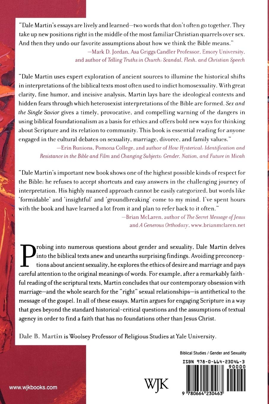 Sex and the Single Savior: Gender and Sexuality in Biblical Interpretation - Christian Theology Book for Bible Study Groups & Seminary Students