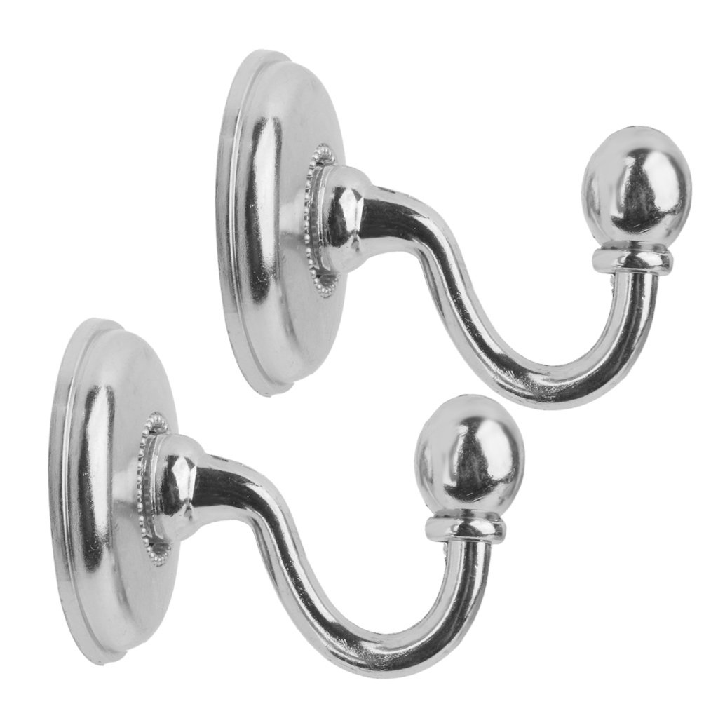 2 Pack Silver Curtain Tiebacks - Decorative Drapery Tassel Hooks for Doors & Walls | Perfect for Living Room, Bedroom Window Dressing & Home Decor