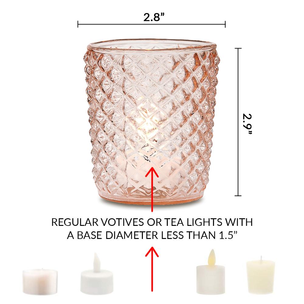 6 Pack Zariah Rose Gold Pink Mercury Glass Tealight Holders - Elegant Votive Candle Holders for Home Decor, Wedding Centerpieces & Party Decorations - Perfect for Romantic Dinners, Holiday Tablescapes & Special Events